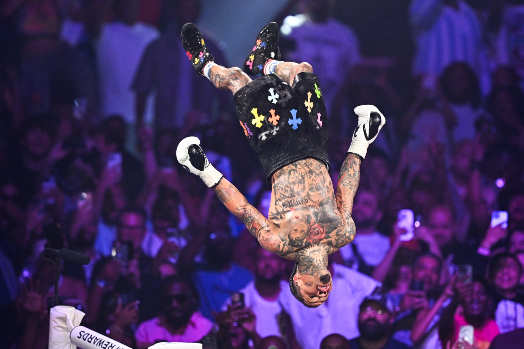 LAS VEGAS, NEVADA - JUNE 15: Gervonta Davis 'Tank' celebrates his victory after he knocked Frank Martin out on 12 round of 8th during their WBA world lightweight title of the Premiere Boxing Championship on Saturday night at the MGM Grand Garden Arena in Las Vegas, Nevada, United States on June 15, 2024. (Photo by Tayfun Coskun/Anadolu via Getty Images)