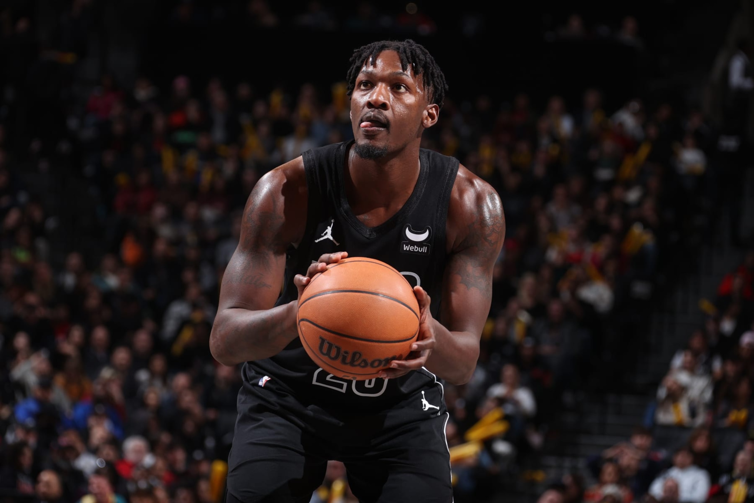 BROOKLYN, NY - MARCH 29: Dorian Finney-Smith #28 of the Brooklyn Nets shoots a free throw during the game against the Chicago Bulls on March 29, 2024 at Barclays Center in Brooklyn, New York. NOTE TO USER: User expressly acknowledges and agrees that, by downloading and or using this Photograph, user is consenting to the terms and conditions of the Getty Images License Agreement. Mandatory Copyright Notice: Copyright 2024 NBAE (Photo by Nathaniel S. Butler/NBAE via Getty Images) BROOKLYN, NY - MARCH 29: Dorian Finney-Smith #28 of the Brooklyn Nets shoots a free throw during the game against the Chicago Bulls on March 29, 2024 at Barclays Center in Brooklyn, New York. NOTE TO USER: User expressly acknowledges and agrees that, by downloading and or using this Photograph, user is consenting to the terms and conditions of the Getty Images License Agreement. Mandatory Copyright Notice: Copyright 2024 NBAE (Photo by Nathaniel S. Butler/NBAE via Getty Images)
