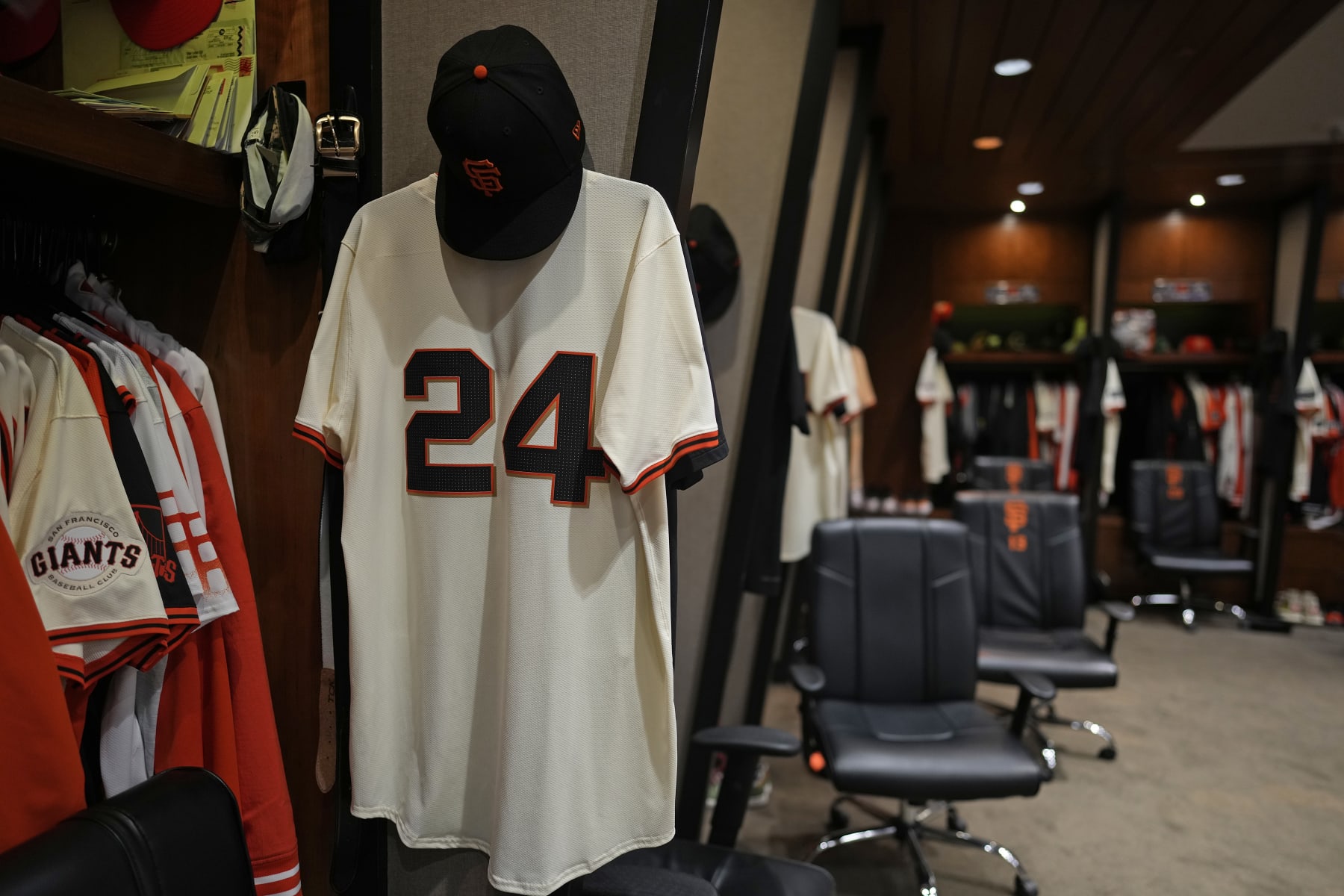 SAN FRANCISCO, CALIFORNIA - JUNE 24: The San Francisco Giants jerseys in honor of Willie Mays at Oracle Park on June 24, 2024 in San Francisco, California. (Photo by Andy Kuno/San Francisco Giants/Getty Images)
