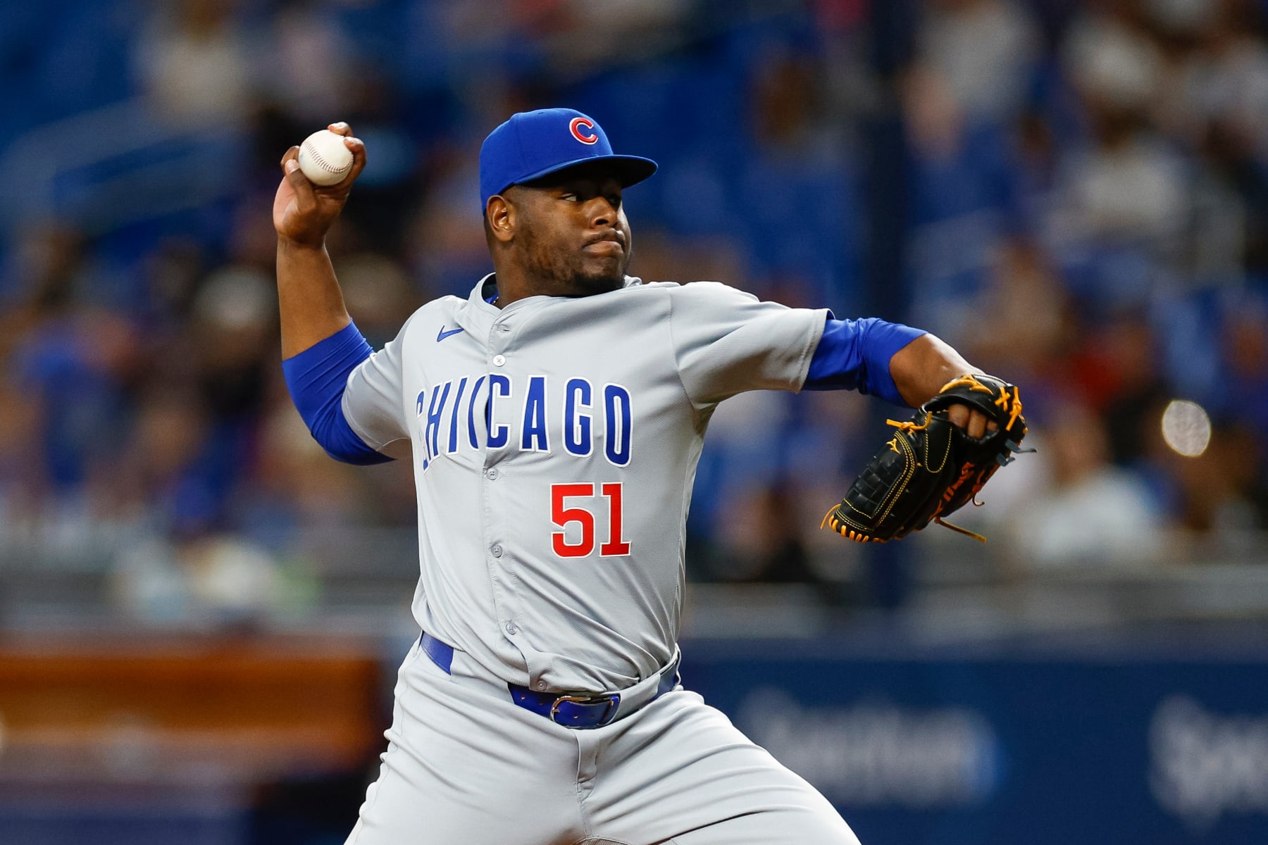 ST PETERSBURG, FLORIDA - JUNE 11: Hector Neris #51 of the Chicago Cubs throws a pitch in the ninth inning during a game against the Tampa Bay Rays at Tropicana Field on June 11, 2024 in St Petersburg, Florida. (Photo by Brandon Sloter/Image Of Sport/Getty Images)