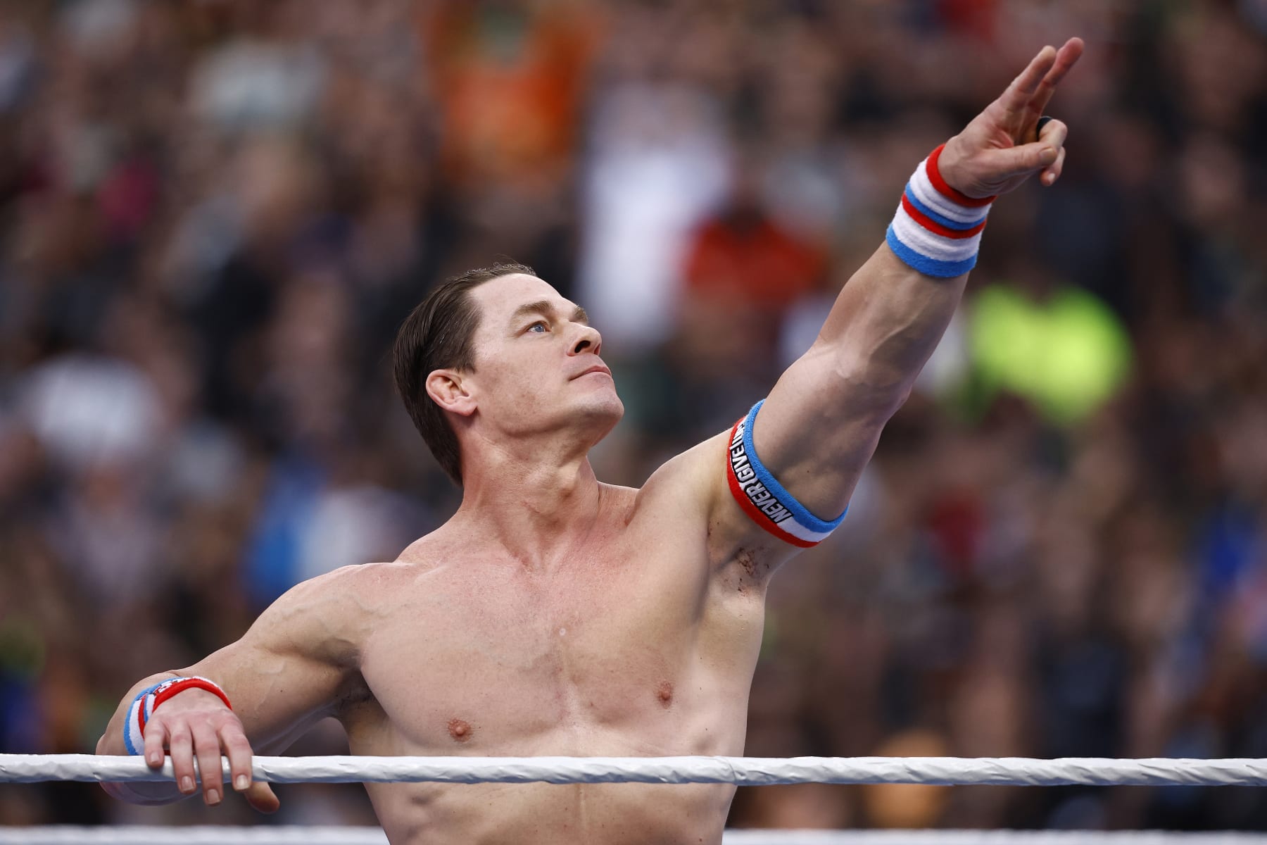 INGLEWOOD, CALIFORNIA - APRIL 01: John Cena during WrestleMania Goes Hollywood at SoFi Stadium on April 01, 2023 in Inglewood, California. (Photo by Ronald Martinez/Getty Images)