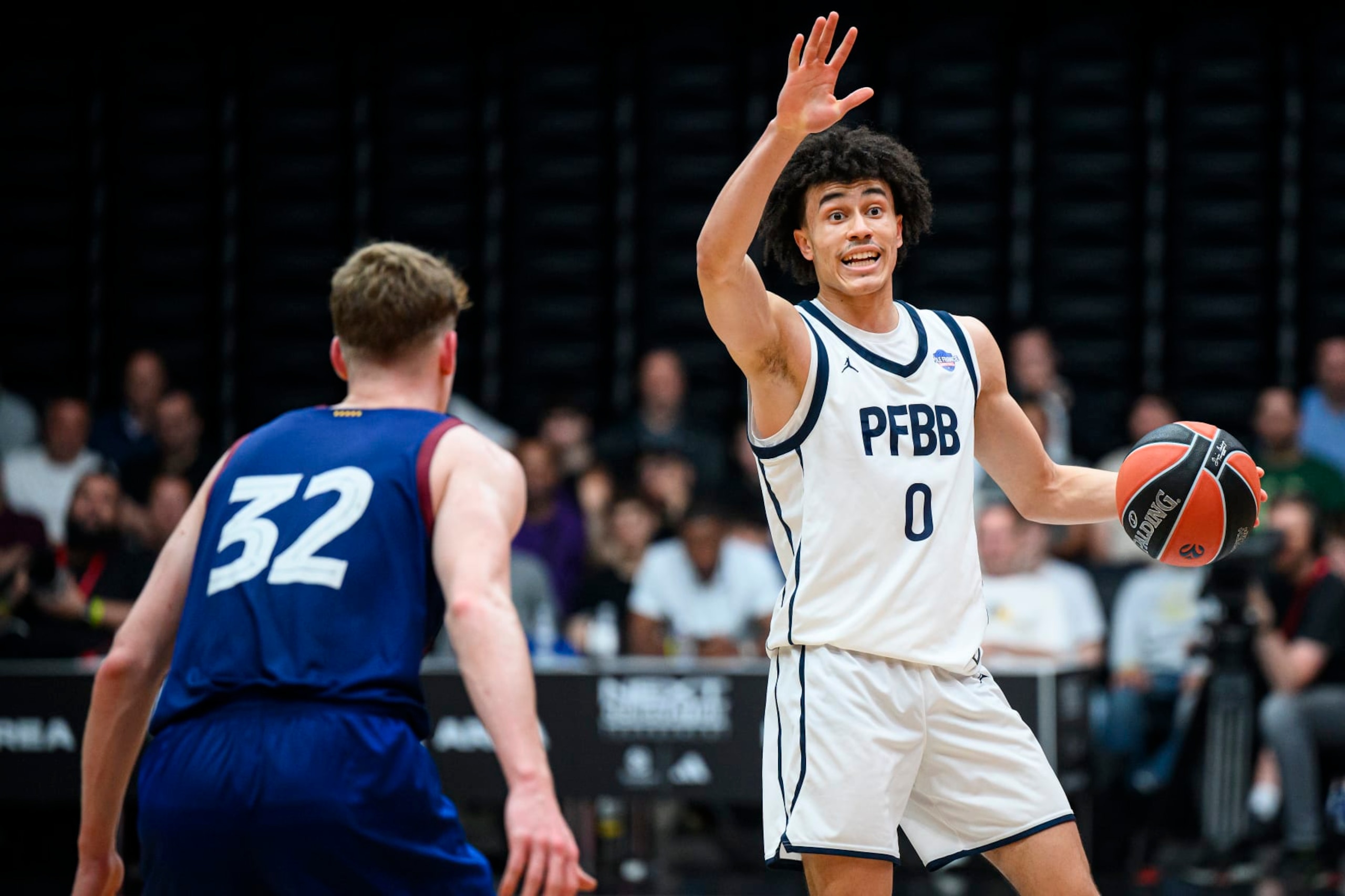 BERLIN, GERMANY - MAY 25: Nolan Traore, #0 of U18 PFBB INSEP Paris in action during U18 PFBB INSEP Paris v U18 FC Barcelona during the EB Adidas Next Generation Tournament at Uber Eats Music Hall on May 25, 2024 in Berlin, Germany. (Photo by David Grau/Euroleague Basketball via Getty Images) BERLIN, GERMANY - MAY 25: Nolan Traore, #0 of U18 PFBB INSEP Paris in action during U18 PFBB INSEP Paris v U18 FC Barcelona during the EB Adidas Next Generation Tournament at Uber Eats Music Hall on May 25, 2024 in Berlin, Germany. (Photo by David Grau/Euroleague Basketball via Getty Images)