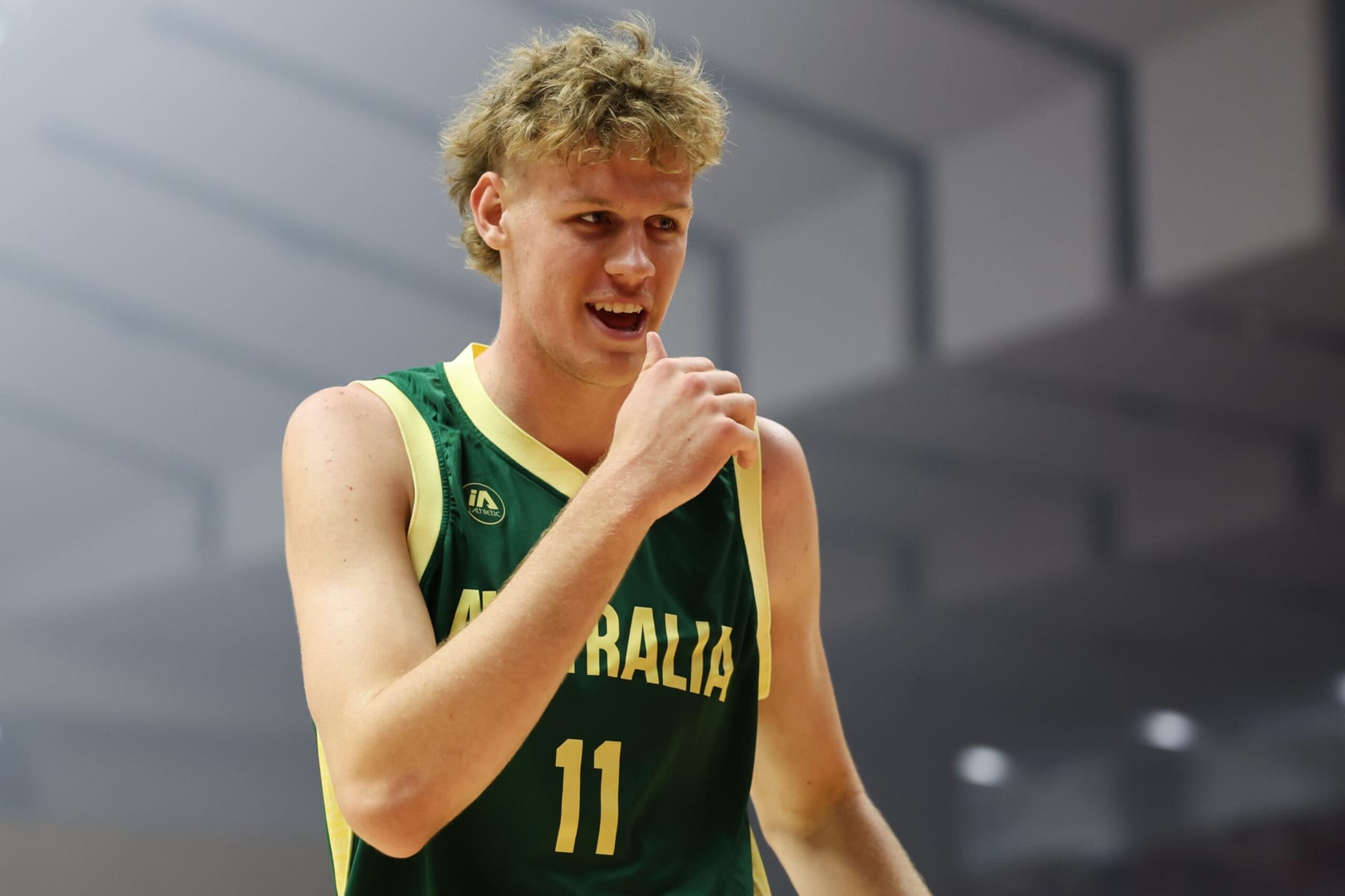 SAPPORO, JAPAN - JUNE 23: Rocco Zikarsky #11 of Australia smiles prior to the Men's International game between Japan and Australia at Hokkaido Prefectural Sports Center on June 23, 2024 in Sapporo, Hokkaido, Japan. (Photo by Takashi Aoyama/Getty Images) SAPPORO, JAPAN - JUNE 23: Rocco Zikarsky #11 of Australia smiles prior to the Men's International game between Japan and Australia at Hokkaido Prefectural Sports Center on June 23, 2024 in Sapporo, Hokkaido, Japan. (Photo by Takashi Aoyama/Getty Images)