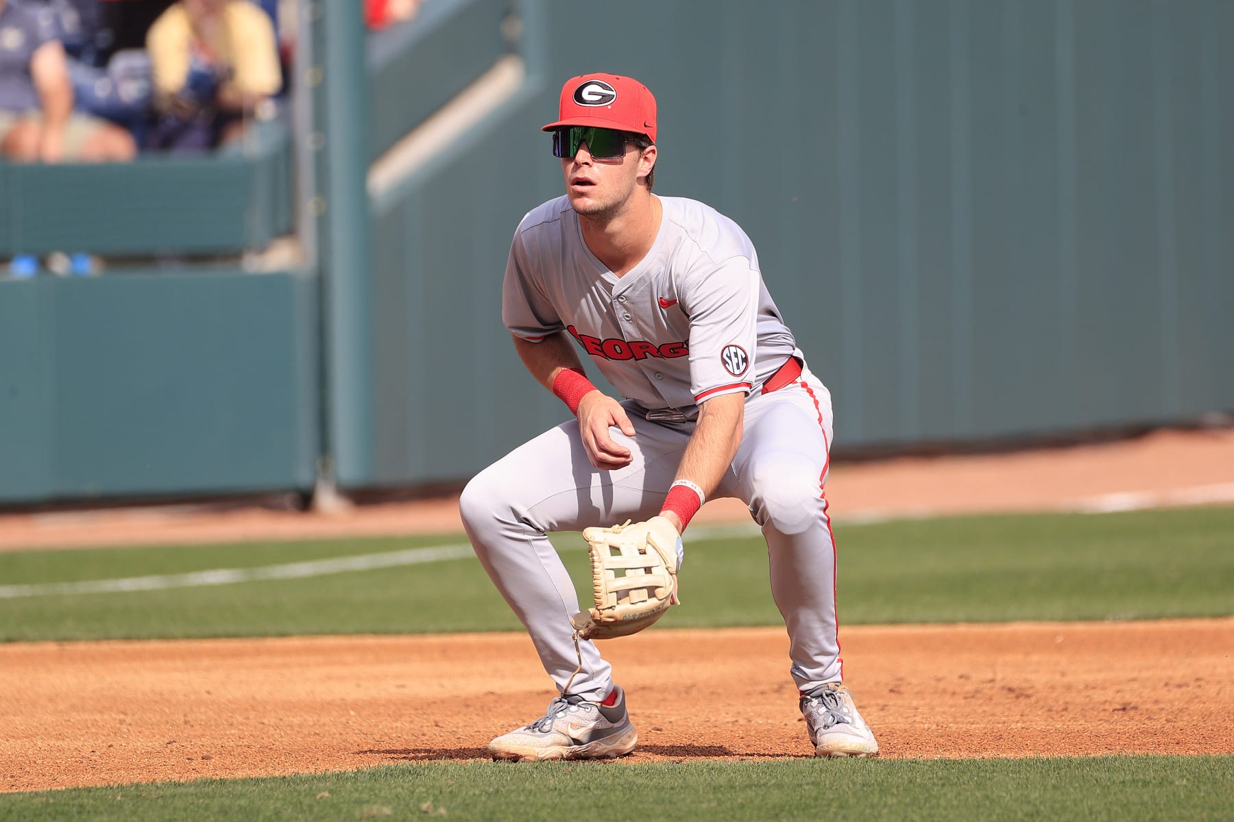 LAWRENCEVILLE, GA - MARCH 03: Georgia third  baseman Charlie Condon (24) during the men's college baseball game between the Georgia Bulldogs and the Georgia Tech Yellow Jackets on March 03, 2024 at Coolray Field in Lawrenceville, GA.  (Photo by David J. Griffin/Icon Sportswire via Getty Images)