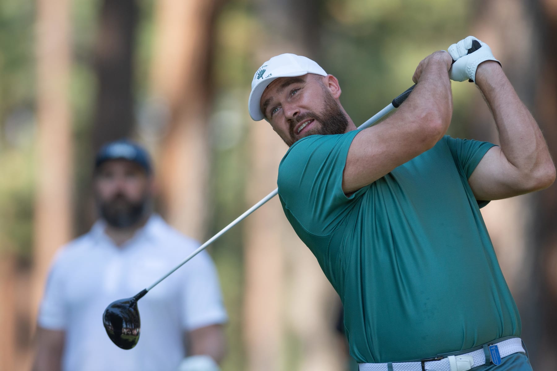 Video: Chiefs’ Travis Kelce Kisses Golf Fan’s Arm After Hitting Him with Errant Shot