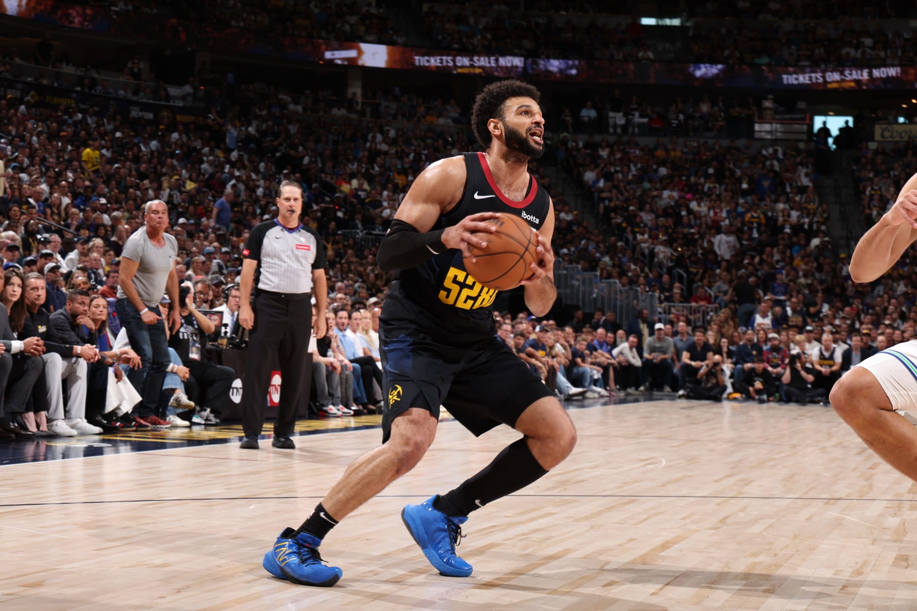 DENVER, CO - MAY 19: Jamal Murray #27 of the Denver Nuggets handles the ball during the game against the Minnesota Timberwolves during Round 2 Game 7 of the 2024 NBA Playoffs on May 19, 2024 at the Ball Arena in Denver, Colorado. NOTE TO USER: User expressly acknowledges and agrees that, by downloading and/or using this Photograph, user is consenting to the terms and conditions of the Getty Images License Agreement. Mandatory Copyright Notice: Copyright 2023 NBAE (Photo by David Sherman/NBAE via Getty Images)