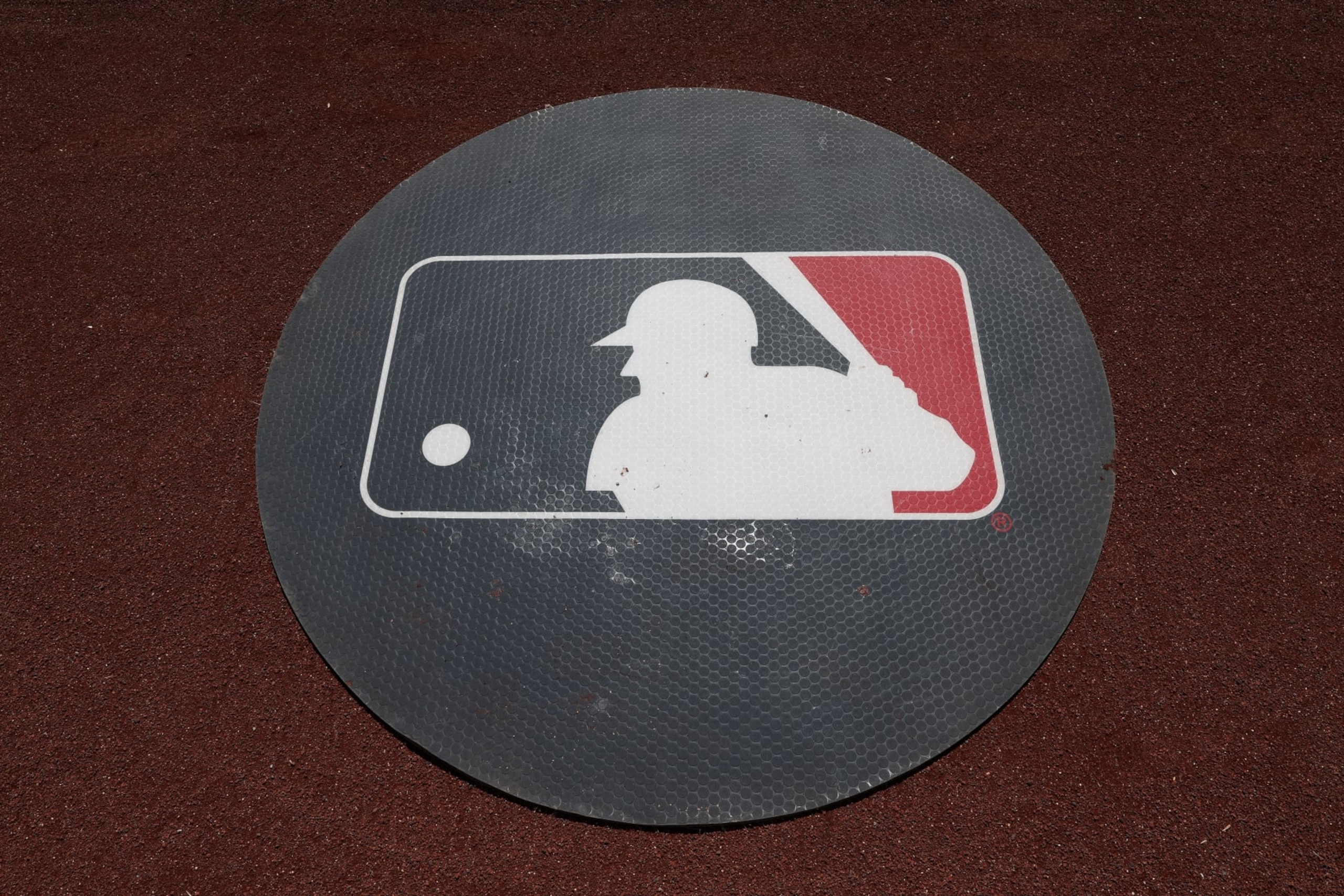 ST LOUIS, MISSOURI - MAY 22: General view of a Major League Baseball logo on a batting circle prior to a game between the Baltimore Orioles and the St. Louis Cardinals at Busch Stadium on May 22, 2024 in St Louis, Missouri. This is a continuation of the May 21 game which was suspended due to inclement weather. (Photo by Brandon Sloter/Image Of Sport/Getty Images)