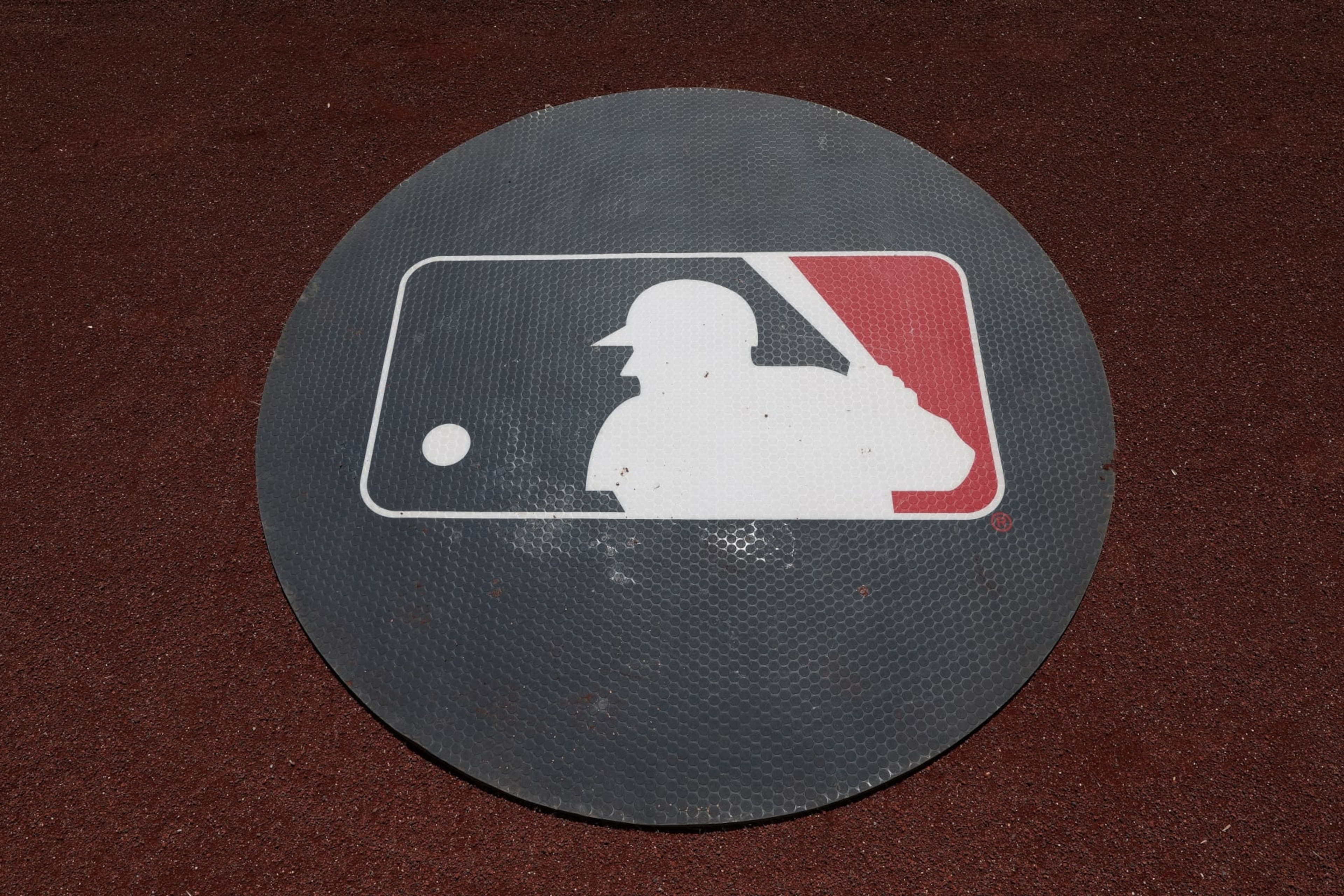 ST LOUIS, MISSOURI - MAY 22: General view of a Major League Baseball logo on a batting circle prior to a game between the Baltimore Orioles and the St. Louis Cardinals at Busch Stadium on May 22, 2024 in St Louis, Missouri. This is a continuation of the May 21 game which was suspended due to inclement weather. (Photo by Brandon Sloter/Image Of Sport/Getty Images)