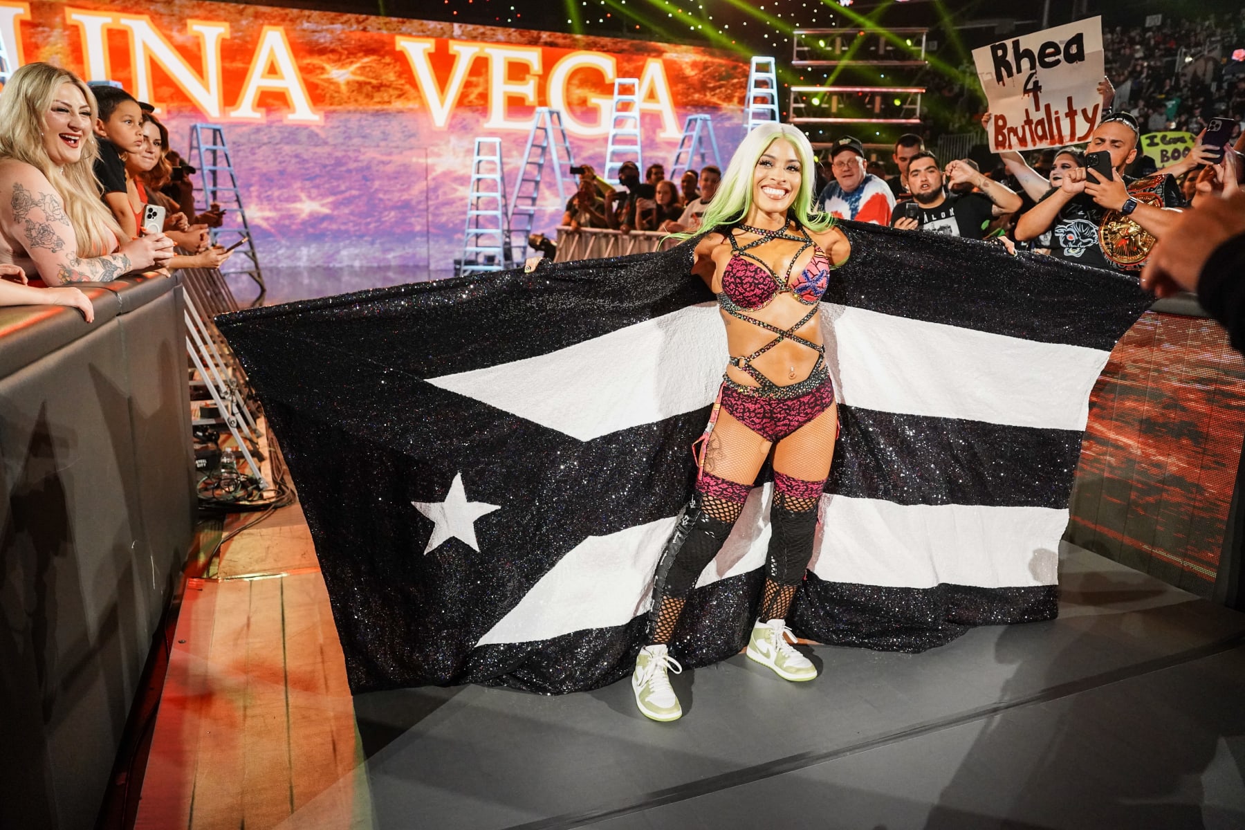 BOSTON, MASSACHUSETTS - JULY 1: Zelina Vega makes her way to the ring during Monday Night RAW at TD Garden on July 1, 2024 in Boston, Massachusetts. (Photo by WWE/Getty Images)