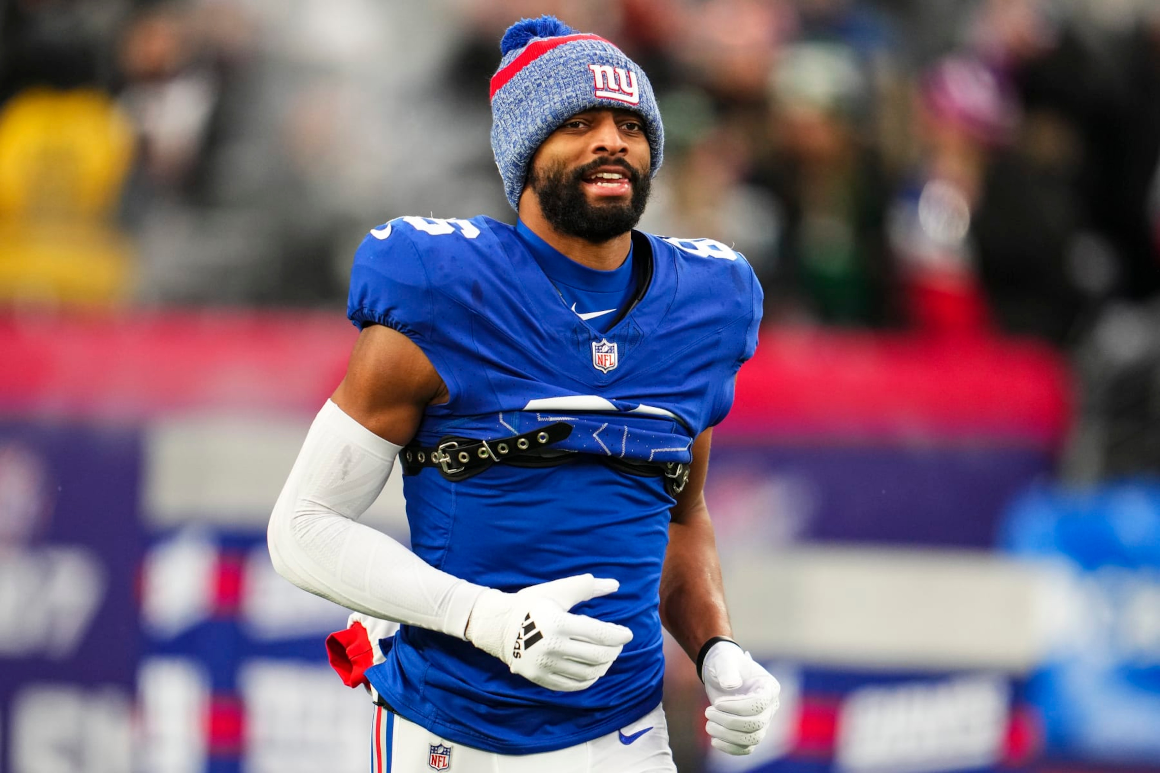 EAST RUTHERFORD, NJ - JANUARY 07: Darius Slayton #86 of the New York Giants runs out of the tunnel prior to an NFL football game against the Philadelphia Eagles at MetLife Stadium on January 7, 2024 in East Rutherford, New Jersey. (Photo by Cooper Neill/Getty Images) EAST RUTHERFORD, NJ - JANUARY 07: Darius Slayton #86 of the New York Giants runs out of the tunnel prior to an NFL football game against the Philadelphia Eagles at MetLife Stadium on January 7, 2024 in East Rutherford, New Jersey. (Photo by Cooper Neill/Getty Images)