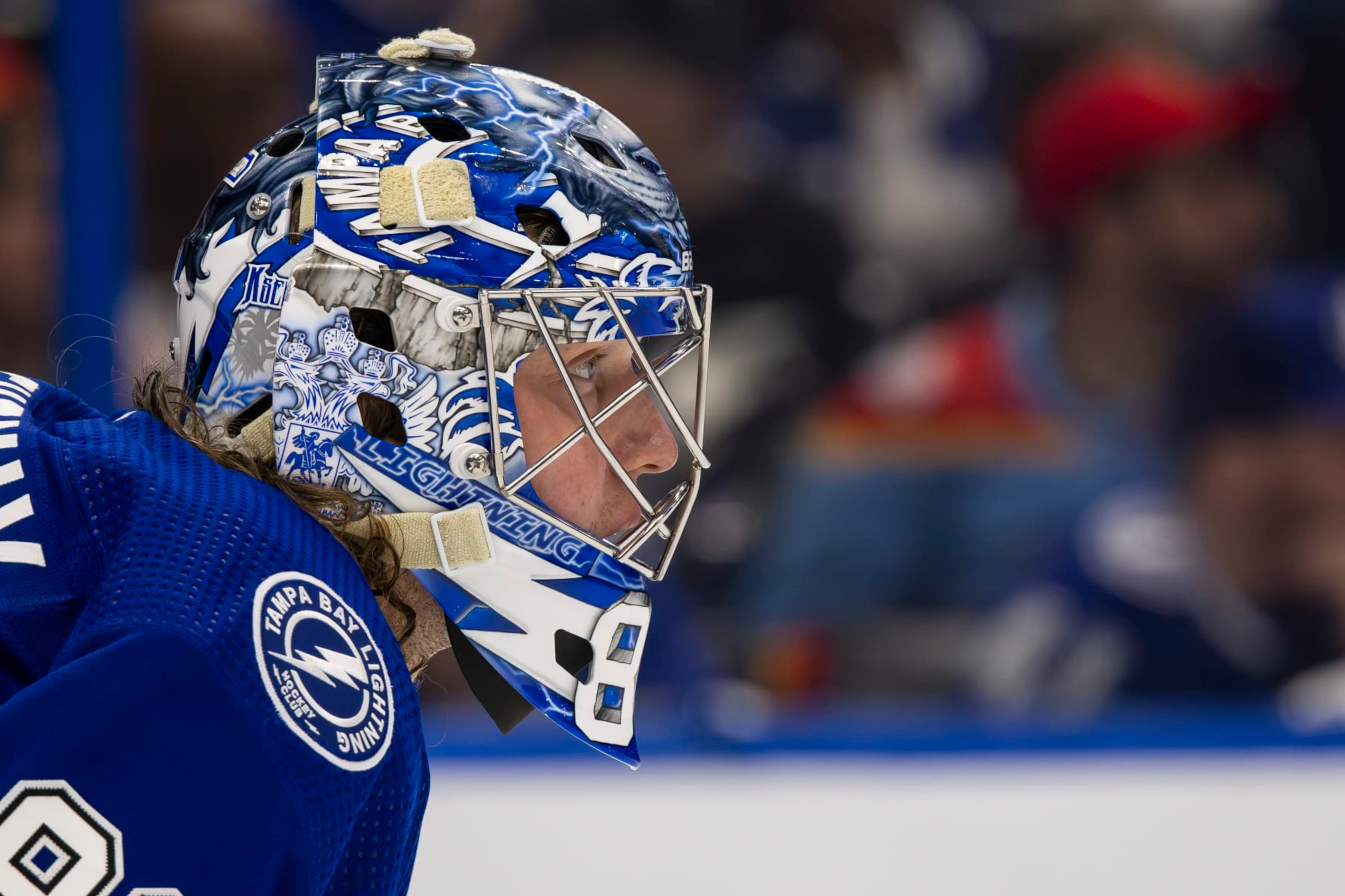 TAMPA, FL - APRIL 25: Goalie Andrei Vasilevskiy #88 of the Tampa Bay Lightning tends net against the Florida Panthers in Game Three of the First Round of the 2024 Stanley Cup Playoffs at Amalie Arena on April 25, 2024 in Tampa, Florida. (Photo by Vince Del Monte/NHLI via Getty Images) TAMPA, FL - APRIL 25: Goalie Andrei Vasilevskiy #88 of the Tampa Bay Lightning tends net against the Florida Panthers in Game Three of the First Round of the 2024 Stanley Cup Playoffs at Amalie Arena on April 25, 2024 in Tampa, Florida. (Photo by Vince Del Monte/NHLI via Getty Images)
