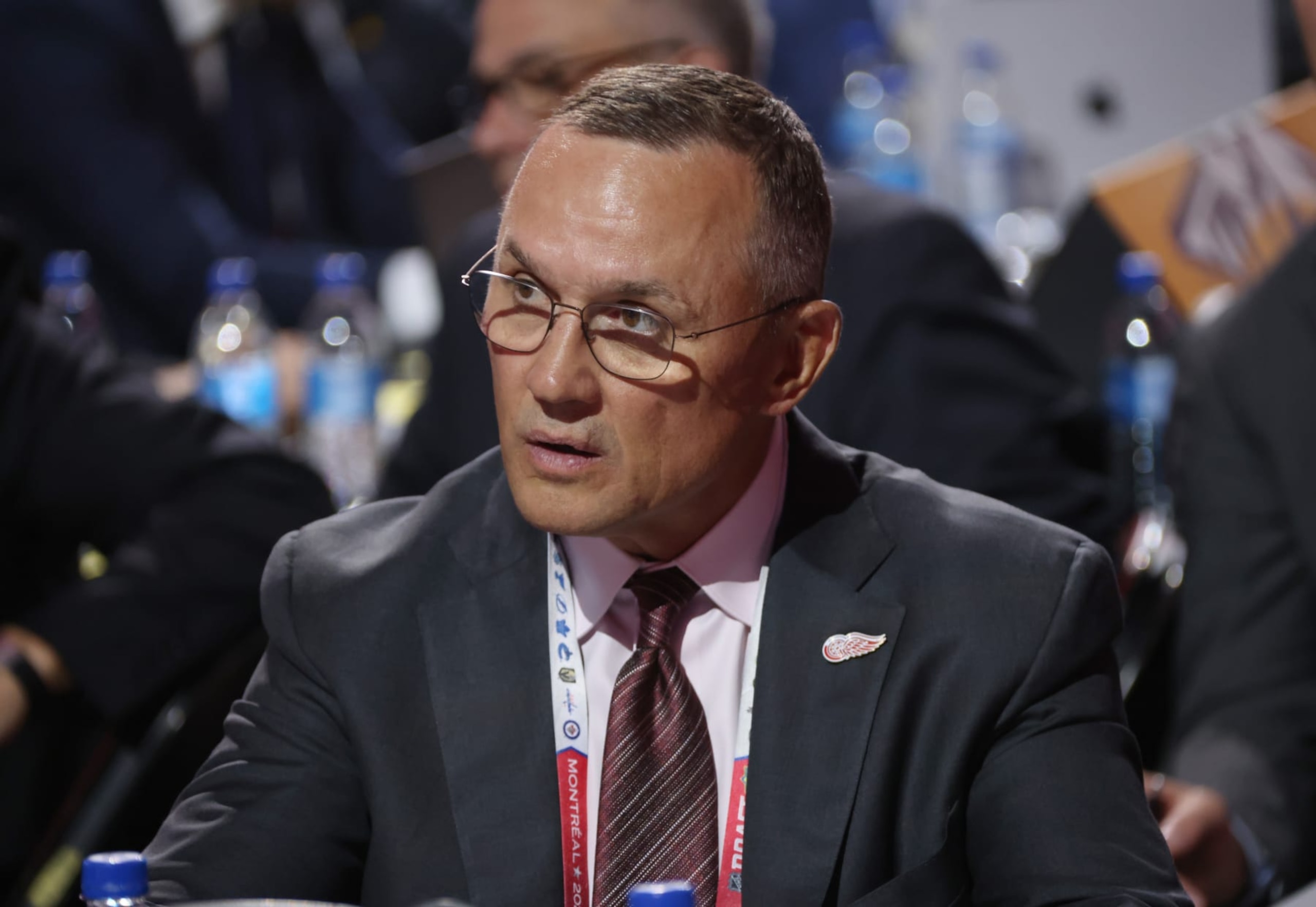 MONTREAL, QUEBEC - JULY 07: General manager Steve Yzerman
of the Detroit Red Wings looks on during the first round of the 2022 Upper Deck NHL Draft at Bell Centre on July 07, 2022 in Montreal, Quebec. (Photo by Dave Sandford/NHLI via Getty Images) MONTREAL, QUEBEC - JULY 07: General manager Steve Yzerman
of the Detroit Red Wings looks on during the first round of the 2022 Upper Deck NHL Draft at Bell Centre on July 07, 2022 in Montreal, Quebec. (Photo by Dave Sandford/NHLI via Getty Images)