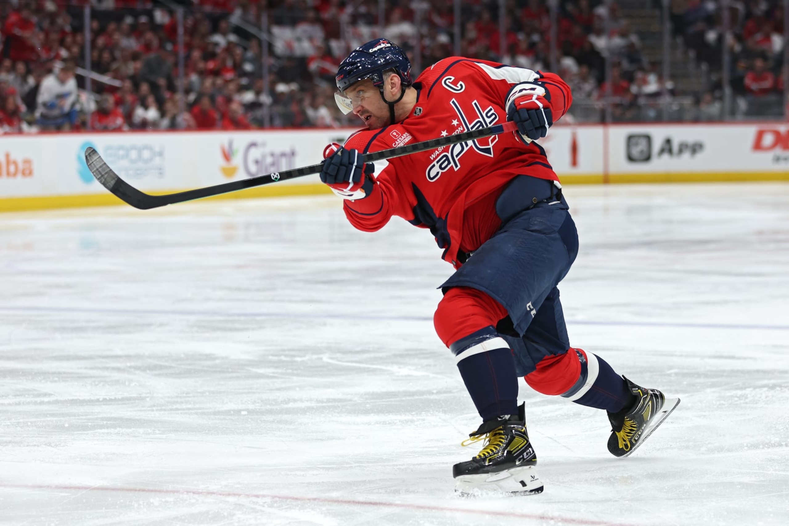 WASHINGTON, DC - APRIL 07: Alex Ovechkin #8 of the Washington Capitals shoots the puck against the Ottawa Senators during the second period at Capital One Arena on April 07, 2024 in Washington, DC. (Photo by Patrick Smith/Getty Images) WASHINGTON, DC - APRIL 07: Alex Ovechkin #8 of the Washington Capitals shoots the puck against the Ottawa Senators during the second period at Capital One Arena on April 07, 2024 in Washington, DC. (Photo by Patrick Smith/Getty Images)