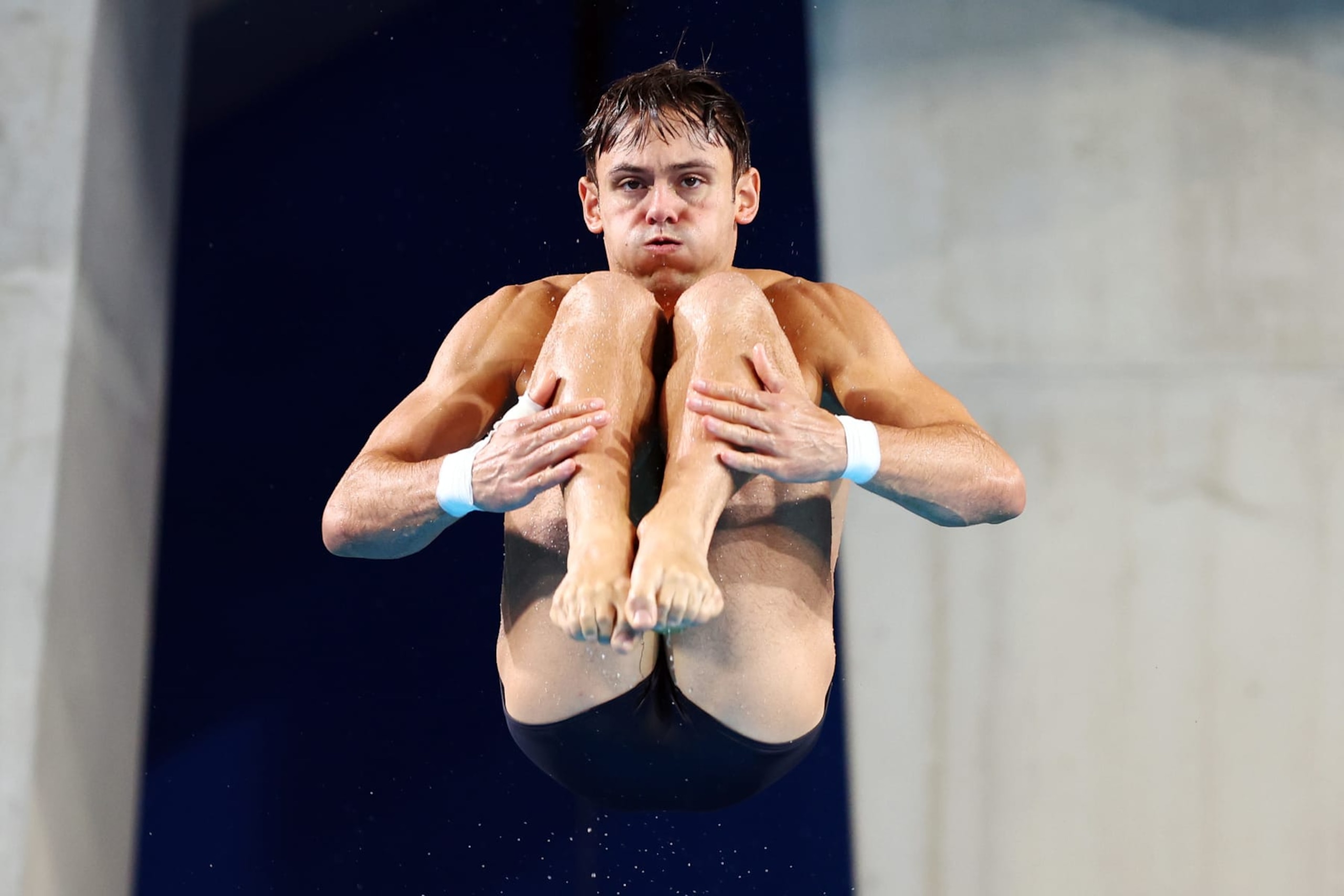 PARIS, FRANCE - JULY 22: Tom Daley of Team Great Britain trains at Olympic Aquatics Centre ahead of the Paris 2024 Olympic Games on July 22, 2024 in Paris, France. (Photo by Sarah Stier/Getty Images)