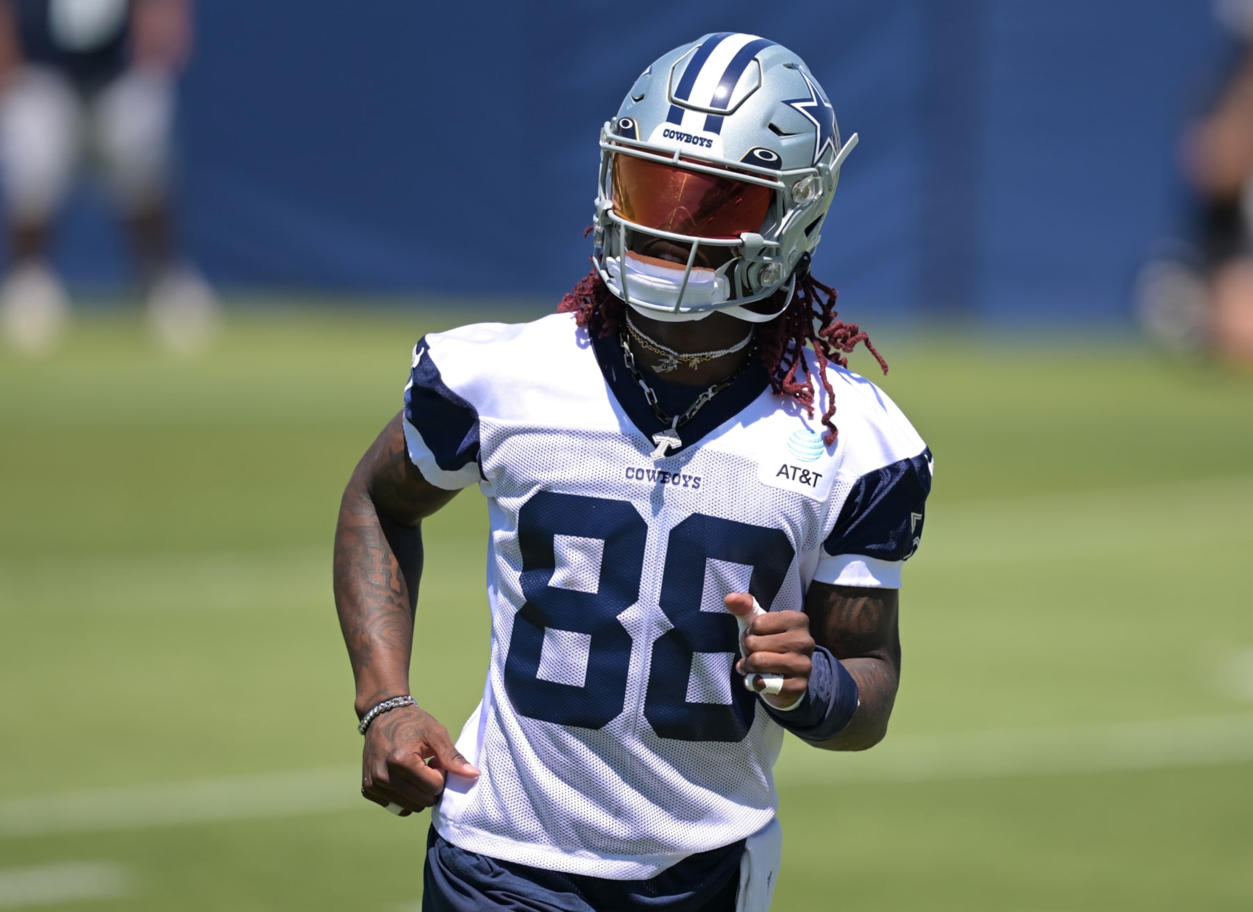 OXNARD, CALIFORNIA - JULY 27  Wide receiver CeeDee Lamb #88 of the Dallas Cowboys participates in drills during training camp at River Ridge Playing Fields on July 27, 2023 in Oxnard, California. (Photo by Jayne Kamin-Oncea/Getty Images)