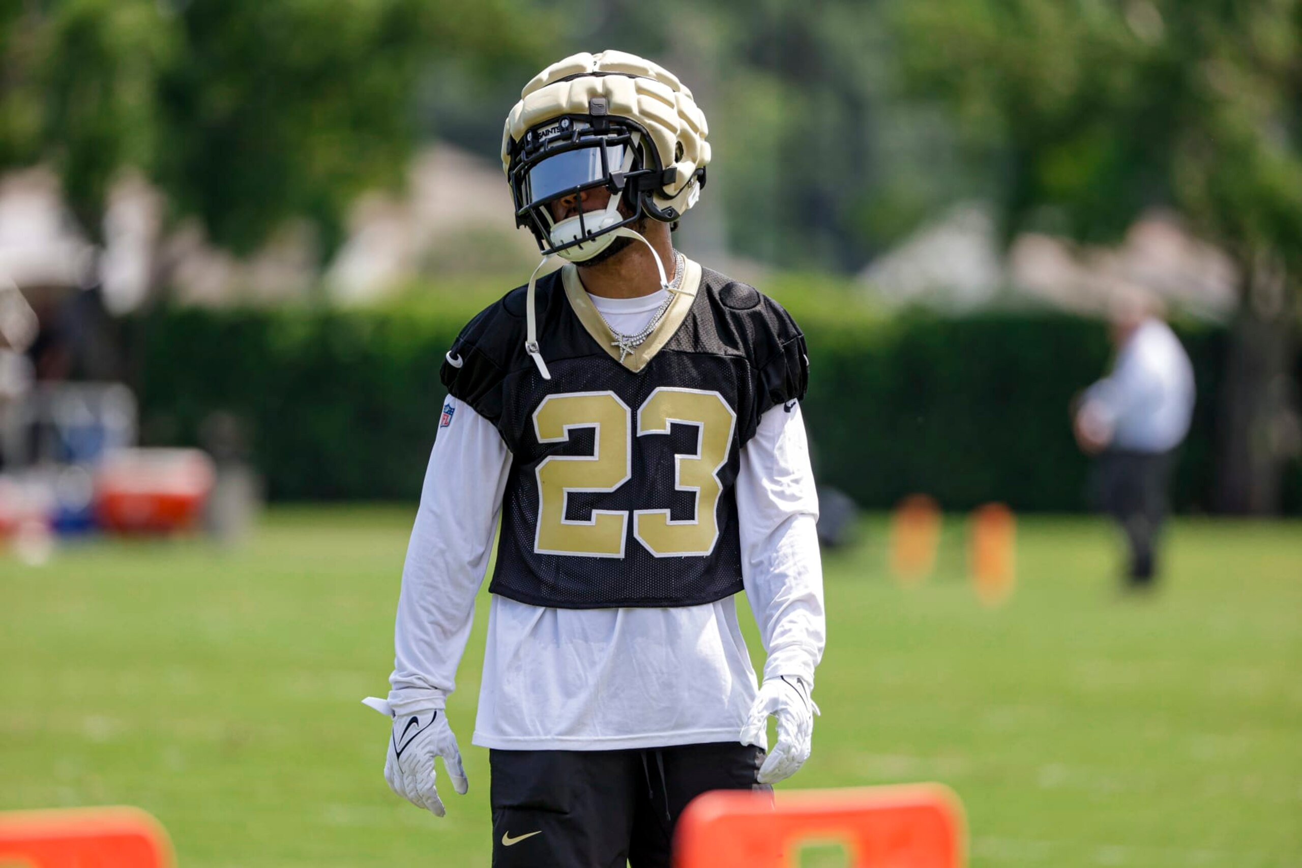 METAIRIE, LOUISIANA - JUNE 11: Marshon Lattimore #23 of the New Orleans Saints participates during mandatory minicamp at the New Orleans Saints Practice Facility on June 11, 2024 in Metaire, Louisiana. (Photo by Derick E. Hingle/Getty Images) METAIRIE, LOUISIANA - JUNE 11: Marshon Lattimore #23 of the New Orleans Saints participates during mandatory minicamp at the New Orleans Saints Practice Facility on June 11, 2024 in Metaire, Louisiana. (Photo by Derick E. Hingle/Getty Images)