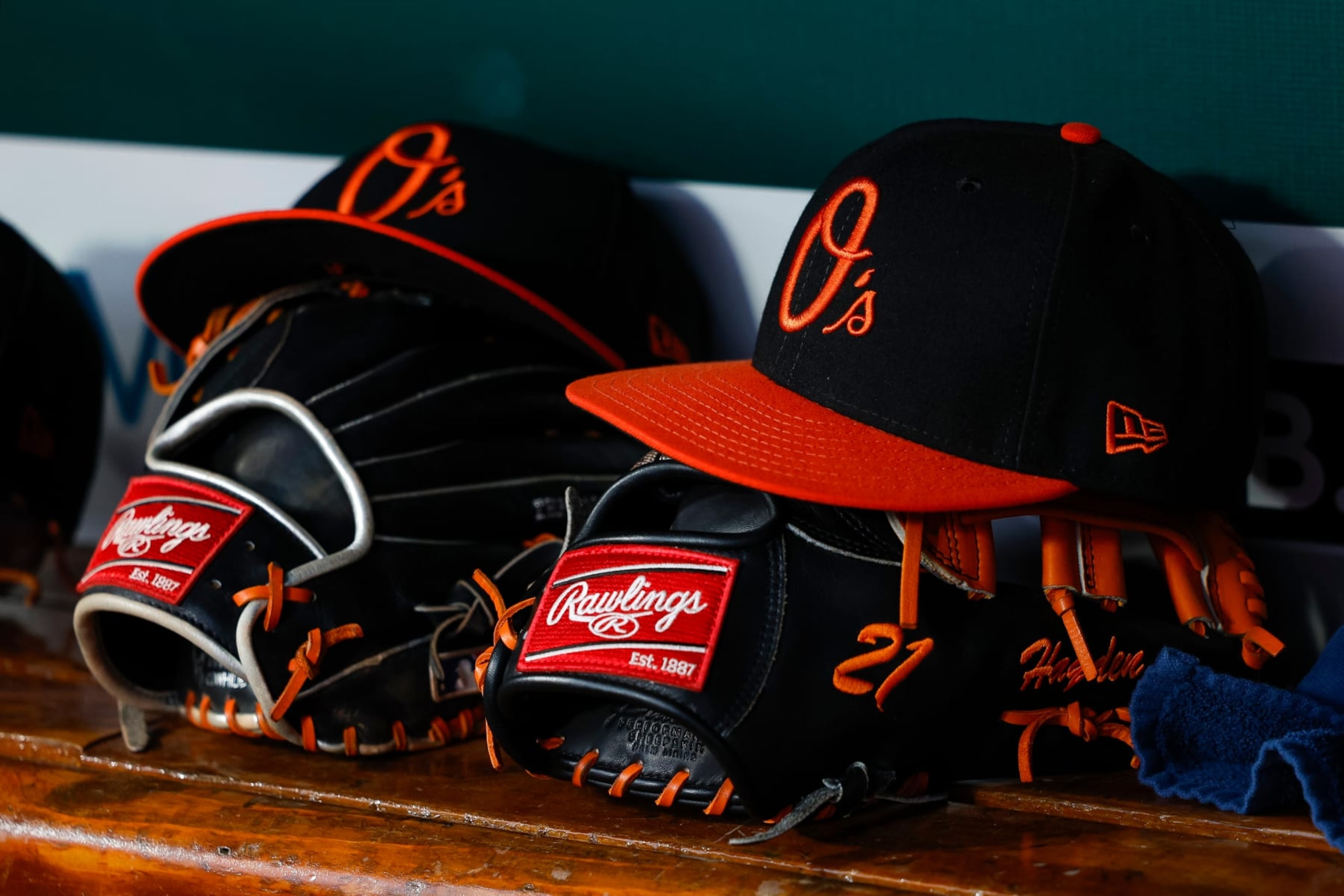 ST LOUIS, MISSOURI - MAY 21: Detail view of Baltimore Orioles hats in the dugout during a game against the St. Louis Cardinals at Busch Stadium on May 21, 2024 in St Louis, Missouri. (Photo by Brandon Sloter/Image Of Sport/Getty Images) ST LOUIS, MISSOURI - MAY 21: Detail view of Baltimore Orioles hats in the dugout during a game against the St. Louis Cardinals at Busch Stadium on May 21, 2024 in St Louis, Missouri. (Photo by Brandon Sloter/Image Of Sport/Getty Images)