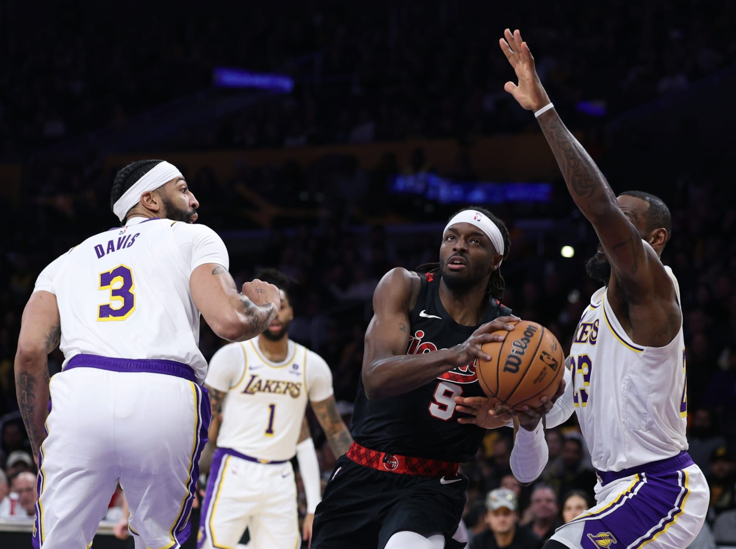 Anthony Davis, D'Angelo Russell, Jerami Grant and LeBron James Anthony Davis, D'Angelo Russell, Jerami Grant and LeBron James