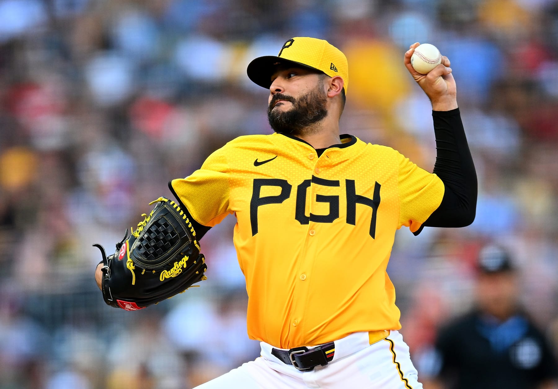 PITTSBURGH, PENNSYLVANIA - JULY 19:  Martín Pérez #54 of the Pittsburgh Pirates pitches during the first inning against the Philadelphia Phillies at PNC Park on July 19, 2024 in Pittsburgh, Pennsylvania. (Photo by Joe Sargent/Getty Images)