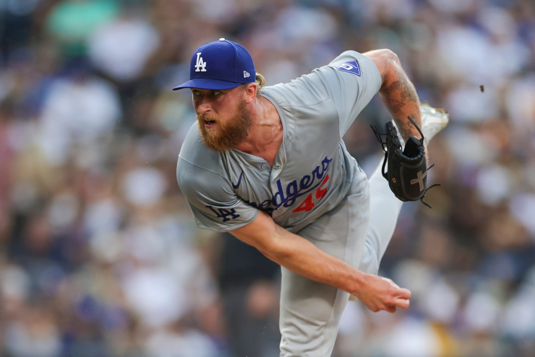 SAN DIEGO, CALIFORNIA - JULY 31: Michael Kopech #45 of the Los Angeles Dodgers delivers a pitch in the fifth inning during a game against the San Diego Padres at Petco Park on July 31, 2024 in San Diego, California. (Photo by Brandon Sloter/Getty Images)
