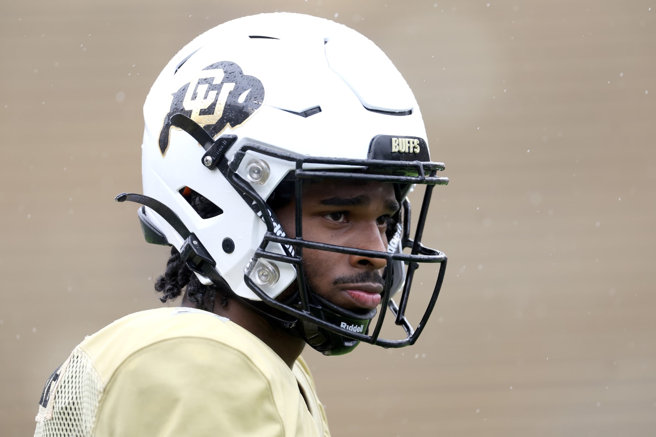 BOULDER, COLORADO - APRIL 27: Quarterback Shedeur Sanders #2 of the Colorado Buffaloes warms-up prior to their spring game at Folsom Field on April 27, 2024 in Boulder, Colorado.  (Photo by Matthew Stockman/Getty Images)