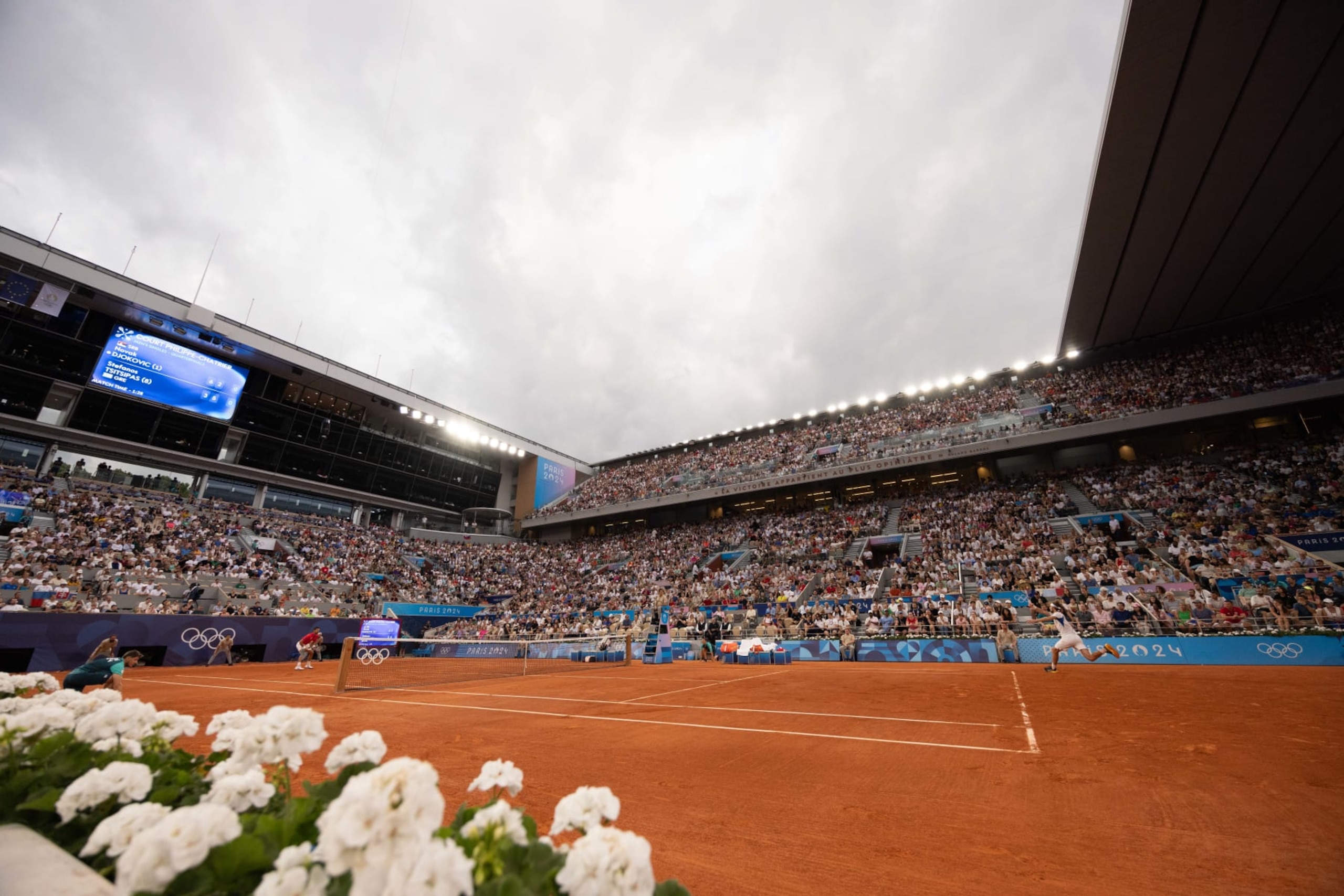 General view at the Court Philippe Chatrier Stadium, the center court on day four of the Olympic Games Paris 2024 at Roland Garros on August 01, 2024 in Paris, France. (Photo by Tnani Badreddine/DeFodi Images via Getty Images)