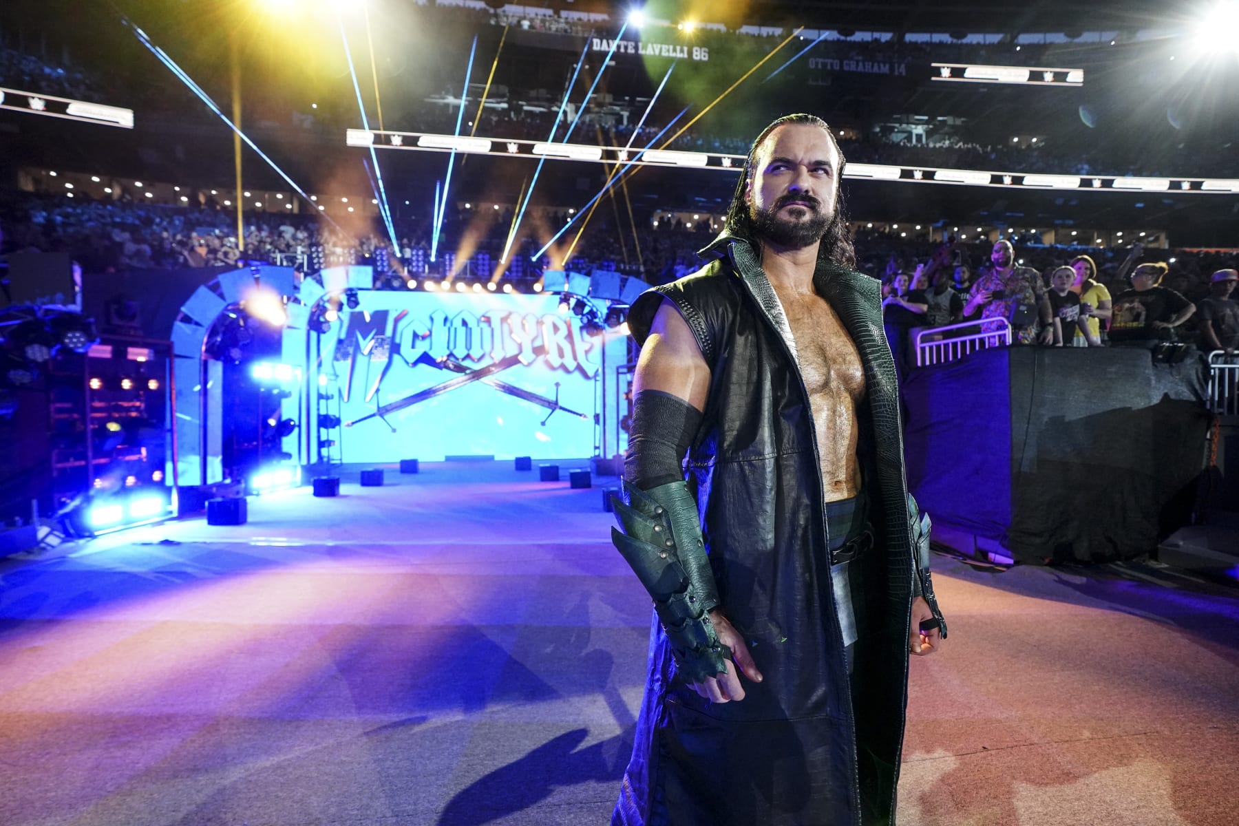 CLEVELAND, OHIO - AUGUST 03: Drew McIntyre makes his way to the ring during SummerSlam at Cleveland Browns Stadium on August 3, 2024 in Cleveland, Ohio.  (Photo by WWE/Getty Images)