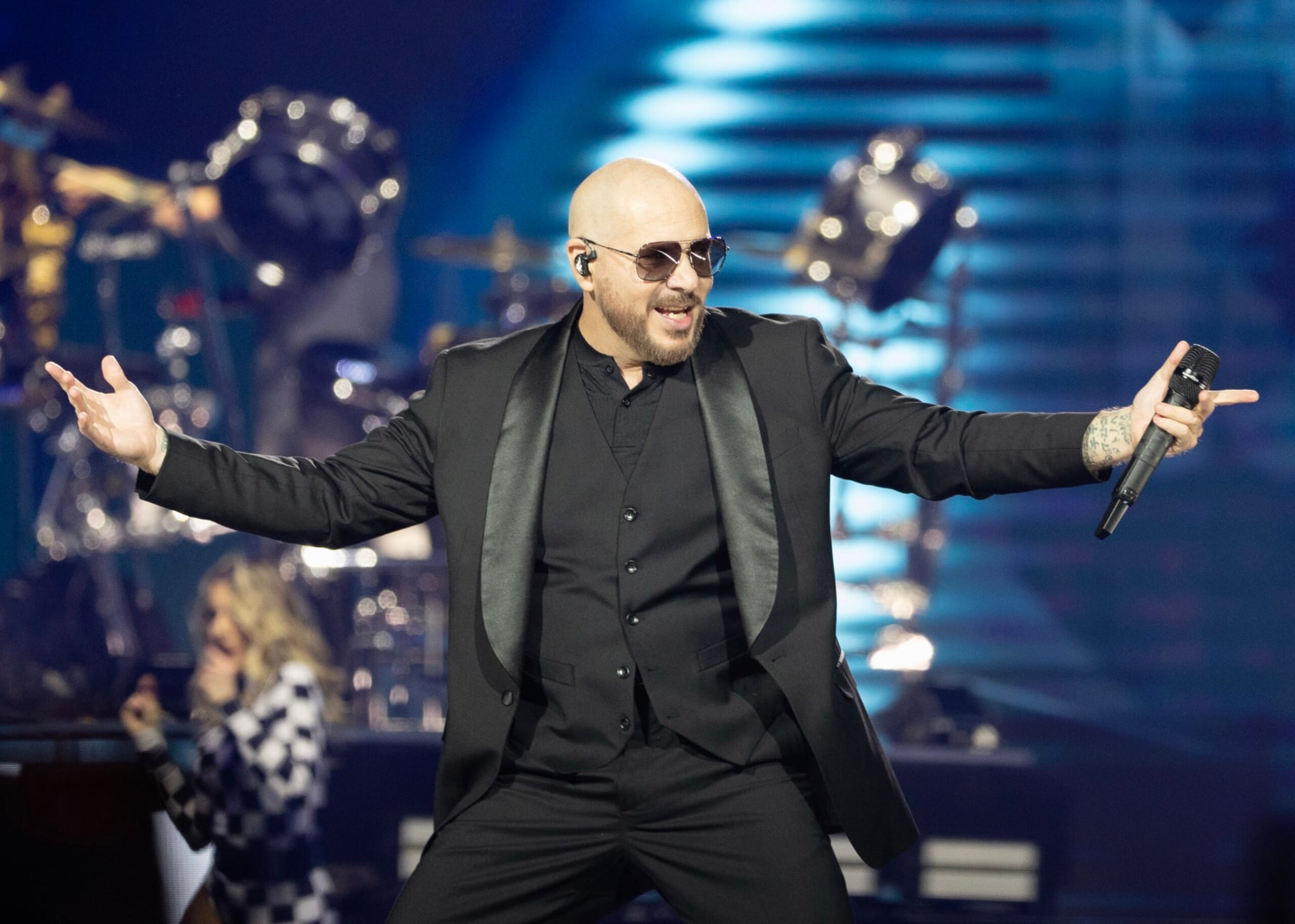 VANCOUVER, BRITISH COLUMBIA - DECEMBER 10: Pitbull performs on stage during The Trilogy Tour at Rogers Arena on December 10, 2023 in Vancouver, British Columbia, Canada. (Photo by Andrew Chin/Getty Images)