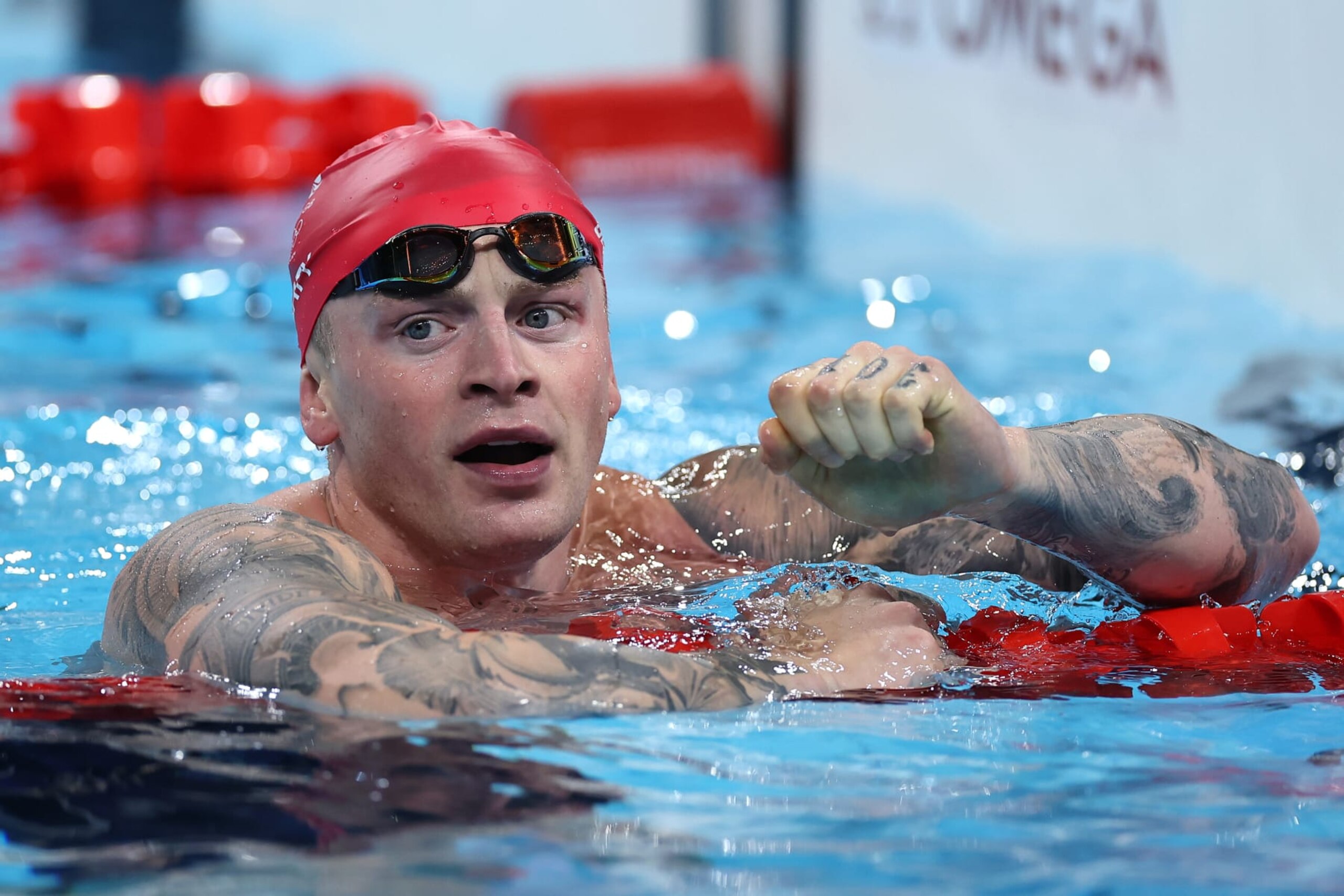 NANTERRE, FRANCE - AUGUST 04: Adam Peaty of Team Great Britain reacts after competing in the Men's 4x100m Medley Relay Final on day nine of the Olympic Games Paris 2024 at Paris La Defense Arena on August 04, 2024 in Nanterre, France. (Photo by Quinn Rooney/Getty Images) NANTERRE, FRANCE - AUGUST 04: Adam Peaty of Team Great Britain reacts after competing in the Men's 4x100m Medley Relay Final on day nine of the Olympic Games Paris 2024 at Paris La Defense Arena on August 04, 2024 in Nanterre, France. (Photo by Quinn Rooney/Getty Images)