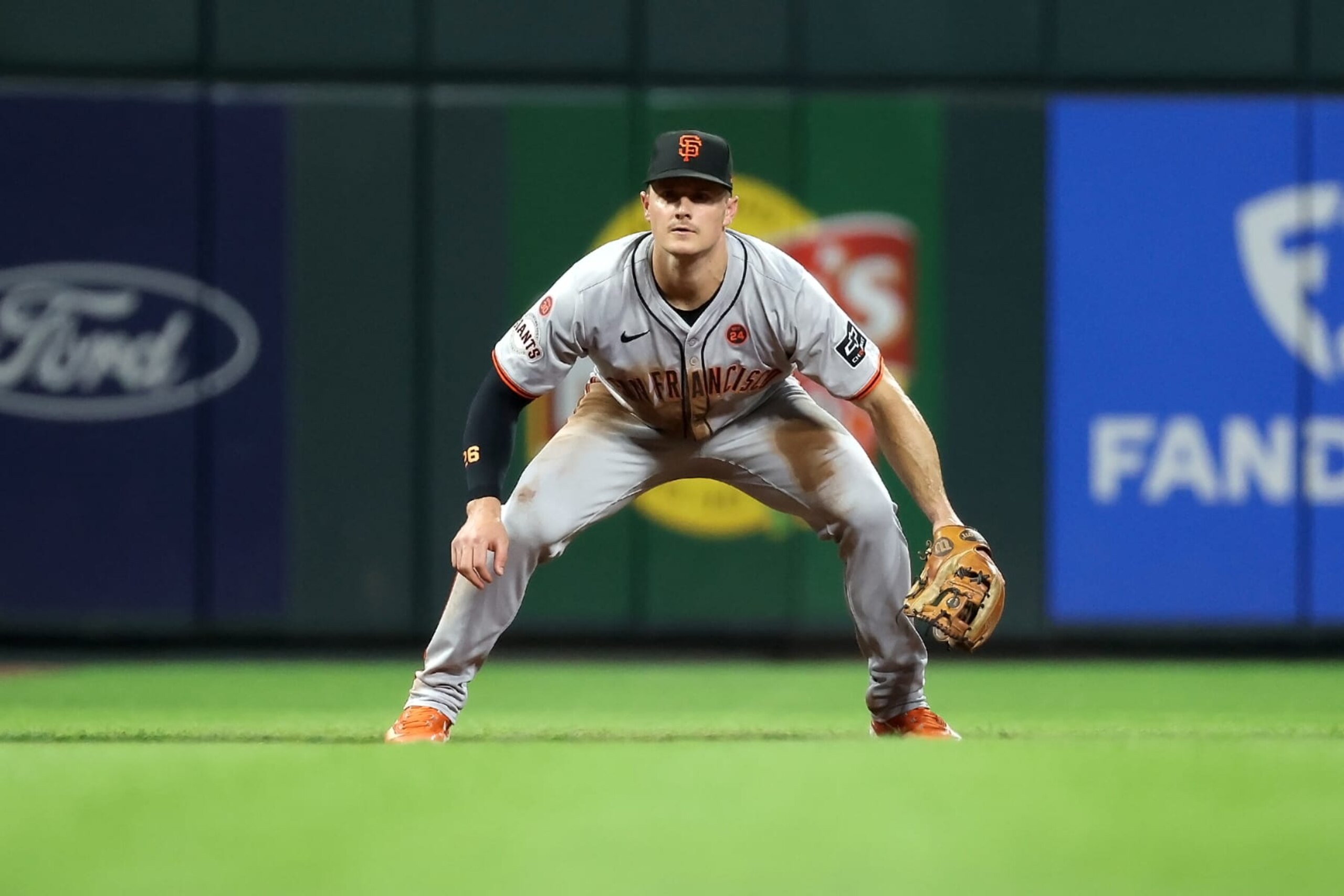 CINCINNATI, OHIO - AUGUST 3:  Matt Chapman #26 of the San Francisco Giants prepares for the ball to be put into play during the game against the Cincinnati Reds at Great American Ball Park on August 3, 2024 in Cincinnati, Ohio. Cincinnati defeated San Francisco 6-4. (Photo by Kirk Irwin/Getty Images)