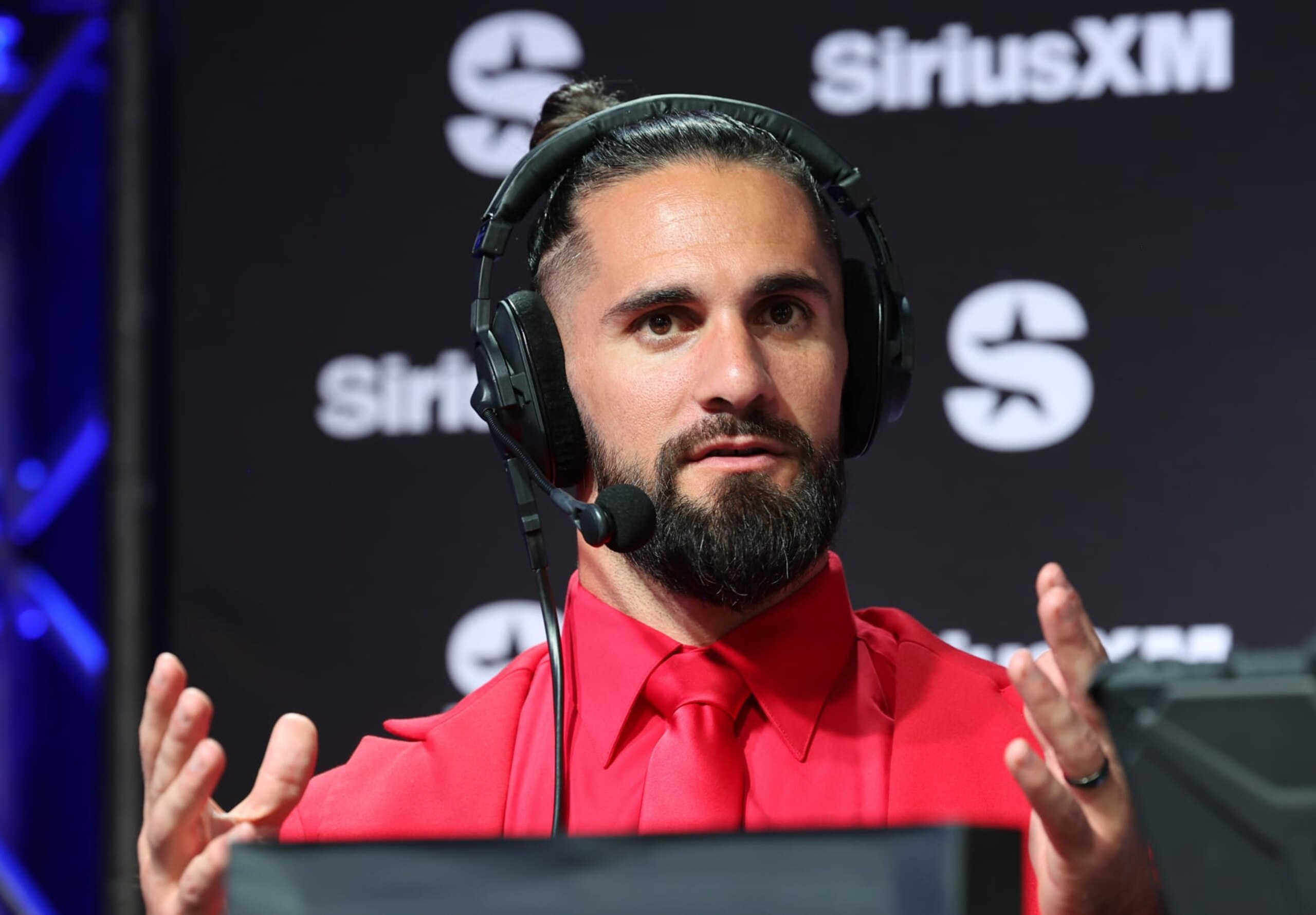 LAS VEGAS, NEVADA - FEBRUARY 07: Seth Rollins speaks on SiriusXM at Super Bowl LVIII on February 07, 2024 in Las Vegas, Nevada. (Photo by Cindy Ord/Getty Images for SiriusXM) LAS VEGAS, NEVADA - FEBRUARY 07: Seth Rollins speaks on SiriusXM at Super Bowl LVIII on February 07, 2024 in Las Vegas, Nevada. (Photo by Cindy Ord/Getty Images for SiriusXM)