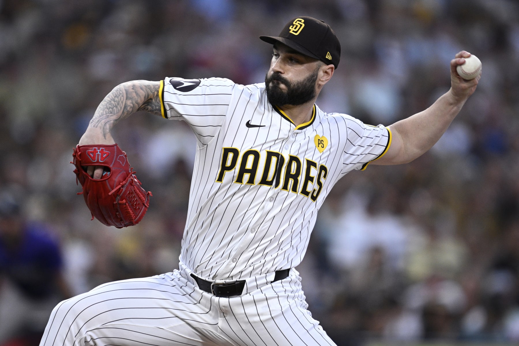 SAN DIEGO, CALIFORNIA - AUGUST 03: Tanner Scott #66 of the San Diego Padres pitches against the Colorado Rockies during the eighth inning at Petco Park on August 03, 2024 in San Diego, California. (Photo by Orlando Ramirez/Getty Images)