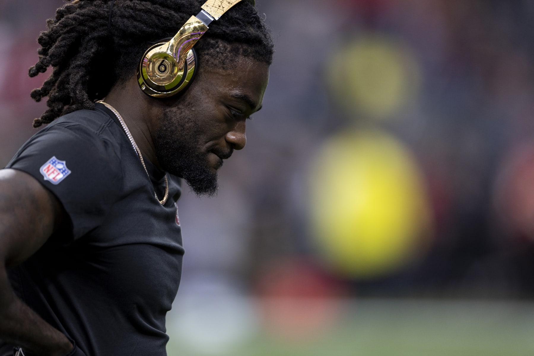 LAS VEGAS, NEVADA - FEBRUARY 11: Brandon Aiyuk #11 of the San Francisco 49ers looks on prior to the NFL Super Bowl 58 football game between the San Francisco 49ers and the Kansas City Chiefs at Allegiant Stadium on February 11, 2024 in Las Vegas, Nevada. (Photo by Michael Owens/Getty Images)
