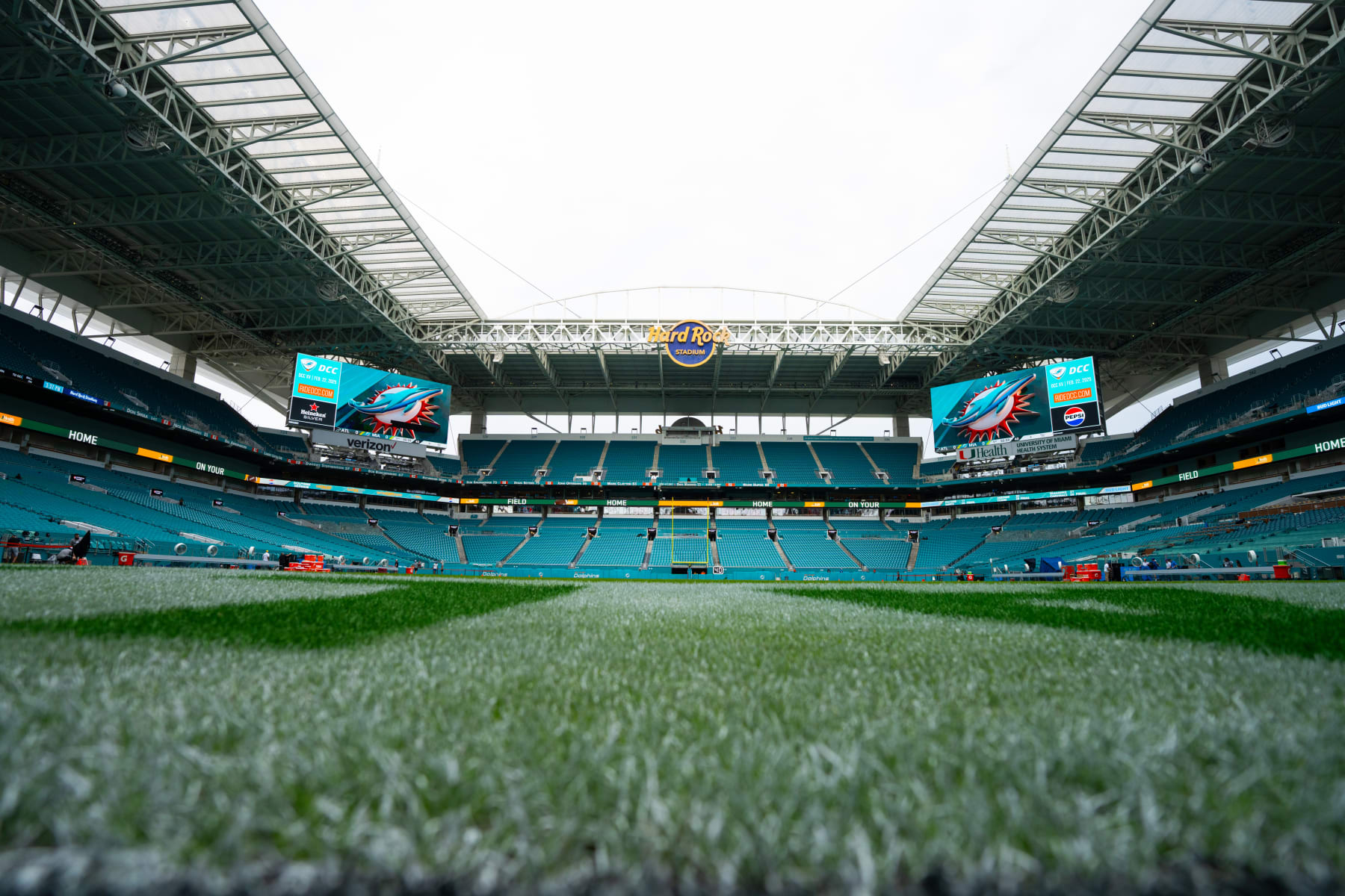 MIAMI GARDENS, FLORIDA - AUGUST 09: A general view of Hard Rock Stadium prior to a preseason game between the Miami Dolphins and the Atlanta Falcons at Hard Rock Stadium on August 09, 2024 in Miami Gardens, Florida. (Photo by Rich Storry/Getty Images)