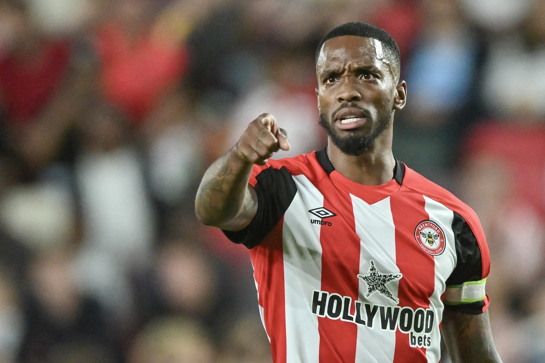 BRENTFORD, ENGLAND - AUGUST 9: Ivan Toney of Brentford gestures during the pre-season friendly match between Brentford and VfL Wolfsburg at the Gtech Community Stadium on August 9, 2024 in Brentford, England. (Photo by Vince Mignott/MB Media/Getty Images)