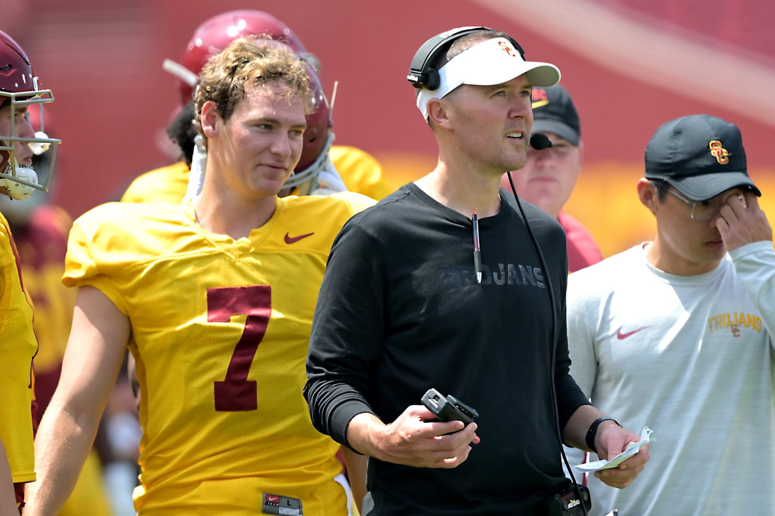 Miller Moss and Lincoln Riley