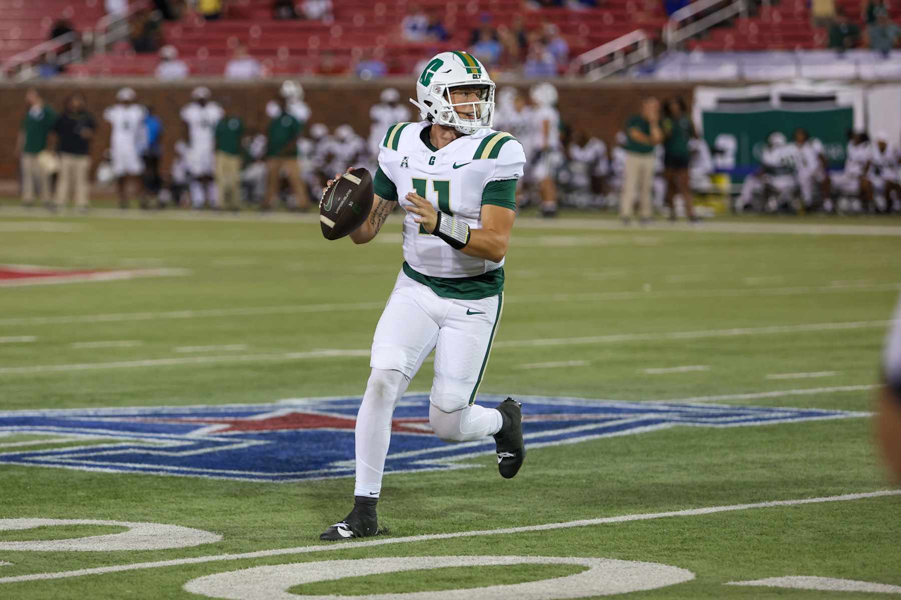 DALLAS, TX - SEPTEMBER 30: Charlotte 49ers quarterback Trexler Ivey (11) passes during the game between the SMU Mustangs and the Charlotte 49ers on September 30, 2023 at Gerald J. Ford Stadium in Dallas, TX. (Photo by George Walker/Icon Sportswire via Getty Images)