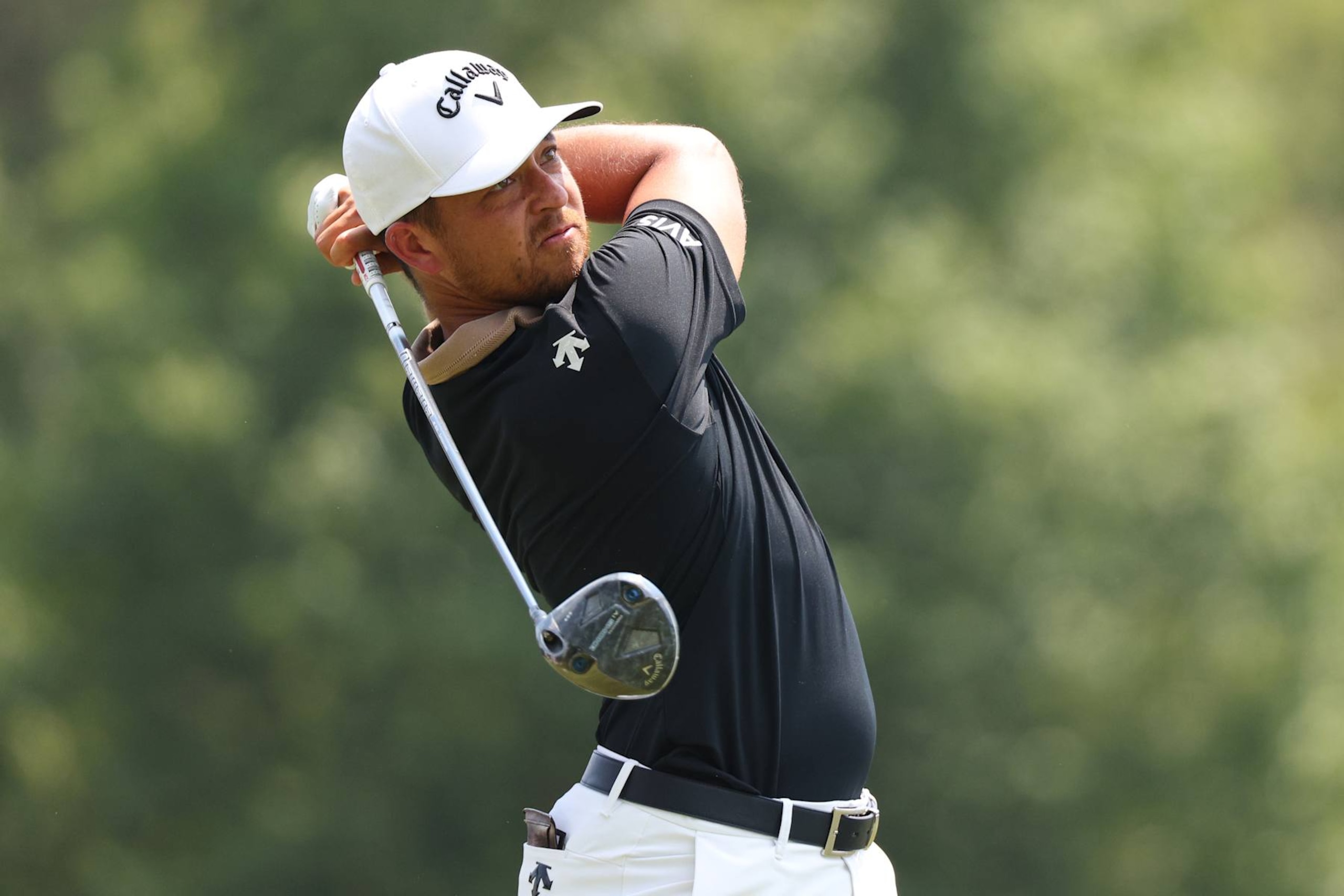 MEMPHIS, TENNESSEE - AUGUST 15: Xander Schauffele of the United States plays his shot from the third tee during the first round of the FedEx St. Jude Championship at TPC Southwind on August 15, 2024 in Memphis, Tennessee. (Photo by Mike Mulholland/Getty Images)