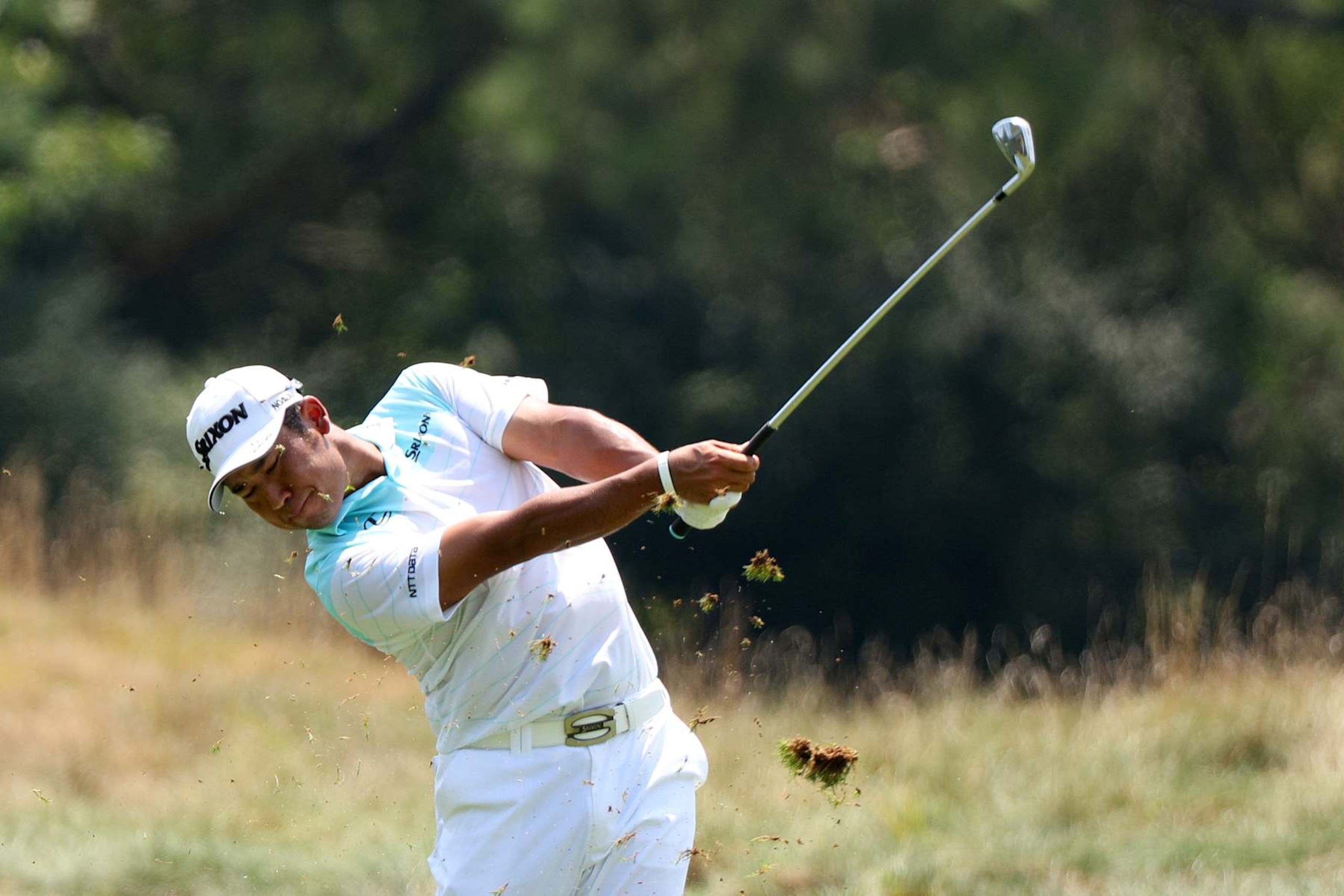 MEMPHIS, TENNESSEE - AUGUST 15: Hideki Matsuyama of Japan plays a shot on the second hole during the first round of the FedEx St. Jude Championship at TPC Southwind on August 15, 2024 in Memphis, Tennessee. (Photo by Mike Mulholland/Getty Images)