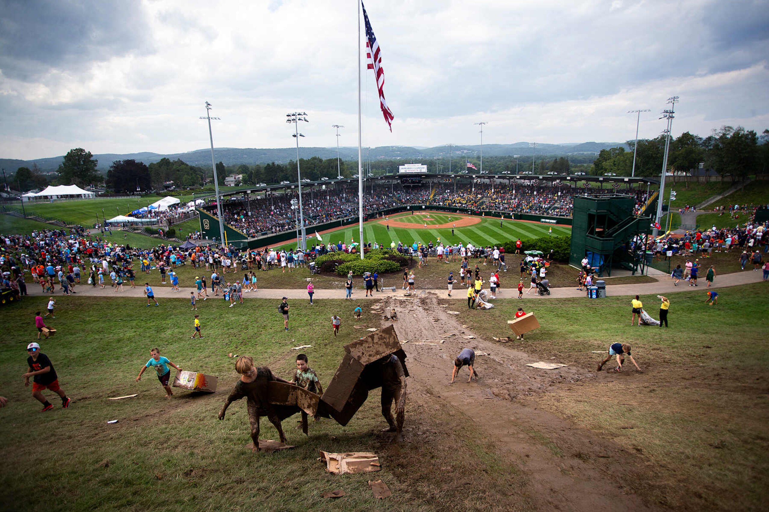 SOUTH WILLIAMSPORT, PA - AUGUST 19: Fans watch a game between Southeast and Metro at Lamade Stadium on Friday, Aug. 19, 2023 at the Little League World Series. (Staff photo by Derek Davis/Portland Press Herald via Getty Images)