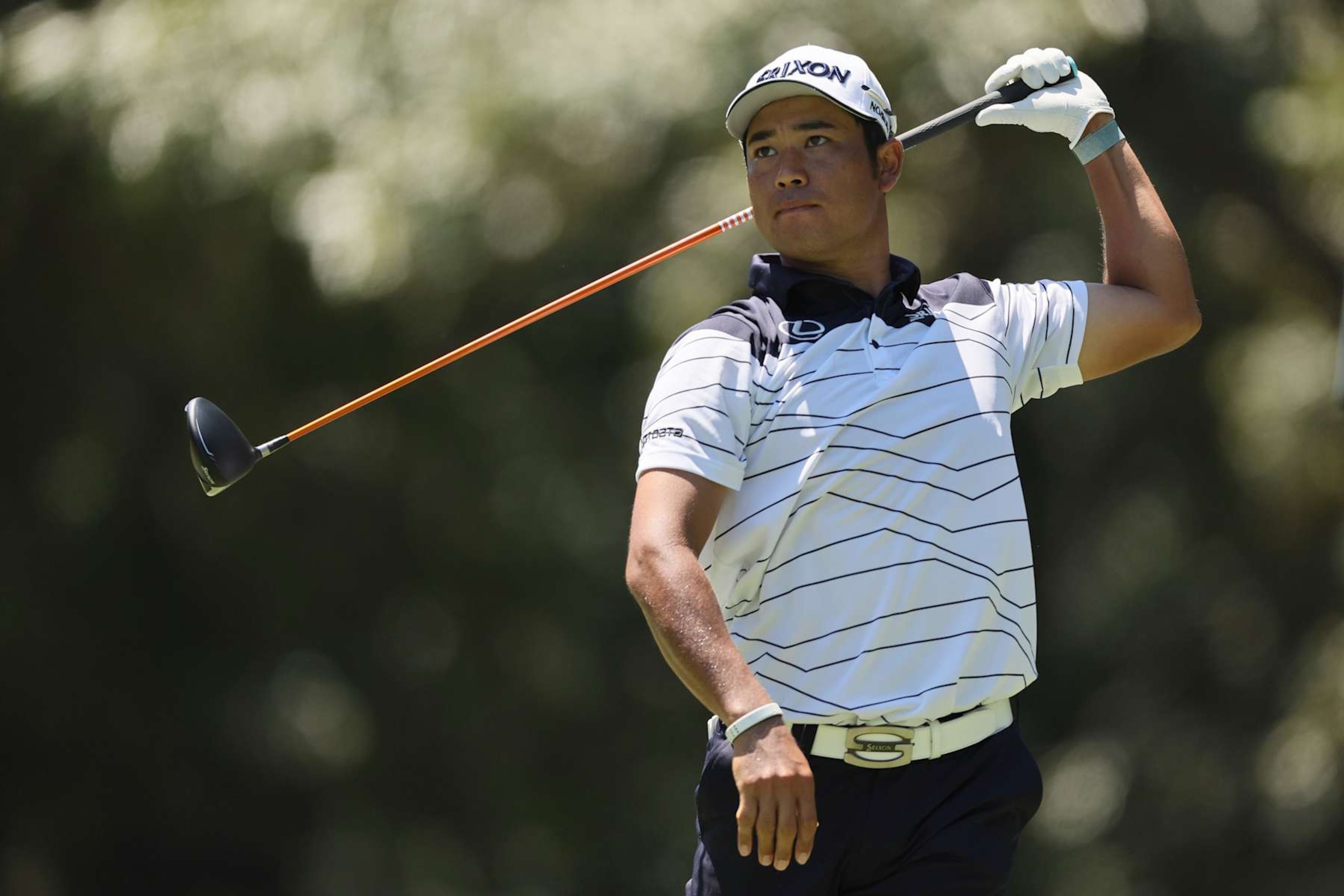 MEMPHIS, TENNESSEE - AUGUST 17: Hideki Matsuyama of Japan plays his shot from the seventh tee during the third round of the FedEx St. Jude Championship at TPC Southwind on August 17, 2024 in Memphis, Tennessee. (Photo by Andy Lyons/Getty Images)