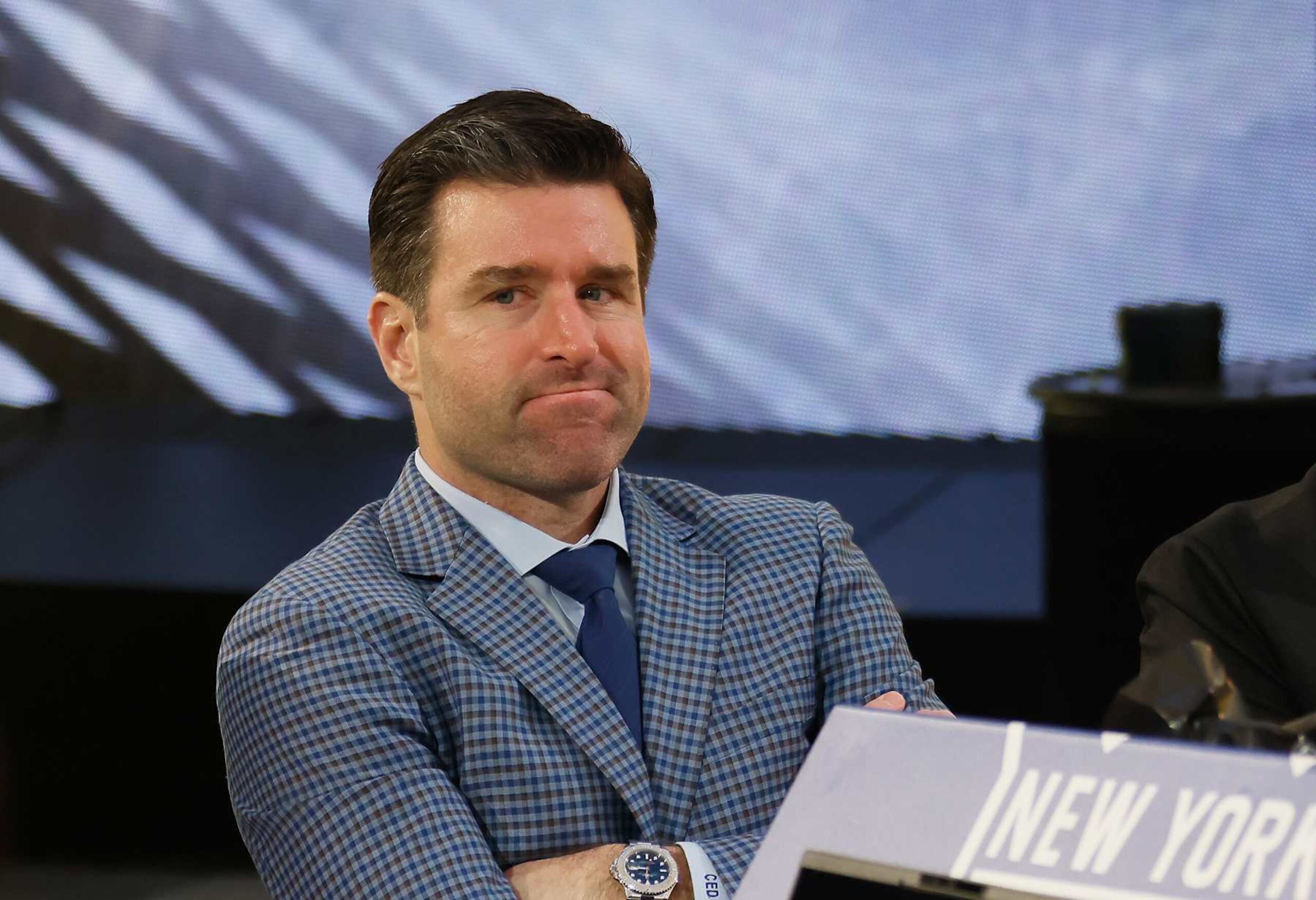 LAS VEGAS, NEVADA - JUNE 29: Chris Drury of the New York Rangers attends the NHL Draft at Sphere on June 29, 2024 in Las Vegas, Nevada. (Photo by Bruce Bennett/Getty Images)