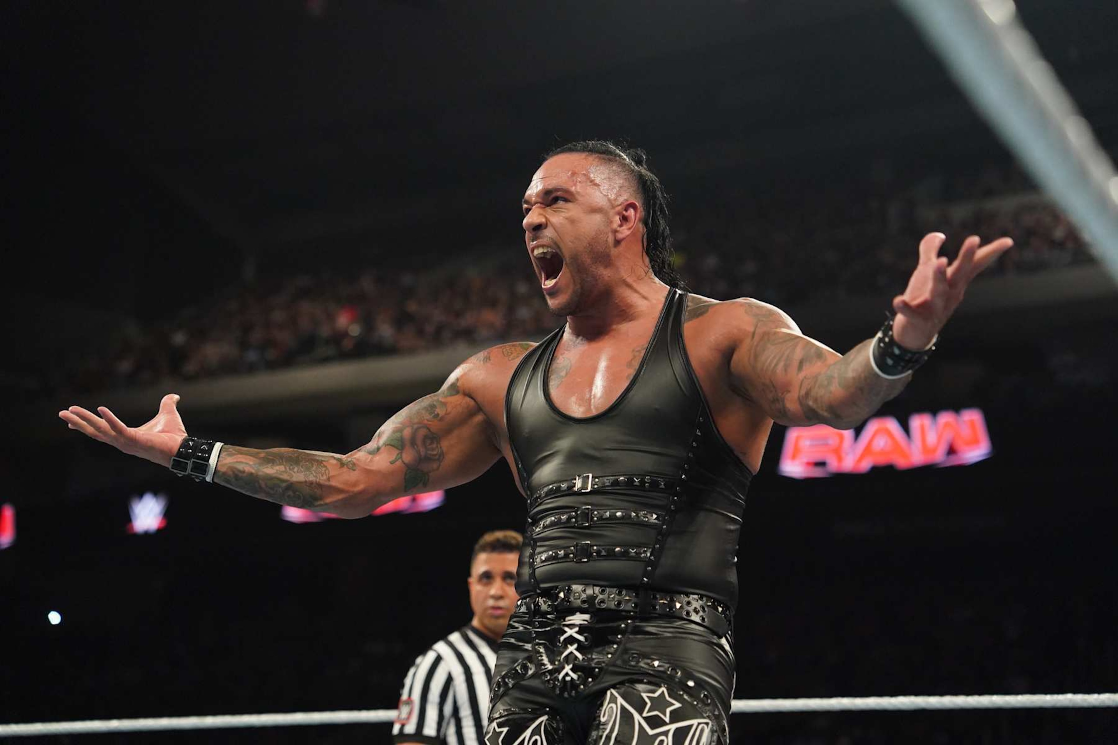 AUSTIN, TEXAS - AUGUST 12: Damian Priest in ring during Monday Night RAW at Moody Center on August 12, 2024 in Austin, Texas.  (Photo by WWE/Getty Images)