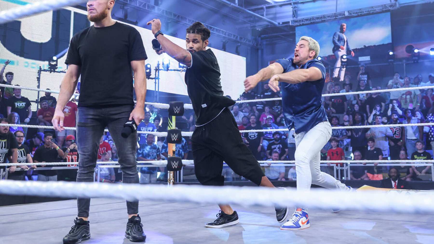 Joe Hendry had a shot at the biggest opportunity of his career, but he had to beat Wes Lee and Pete Dunne to do it.