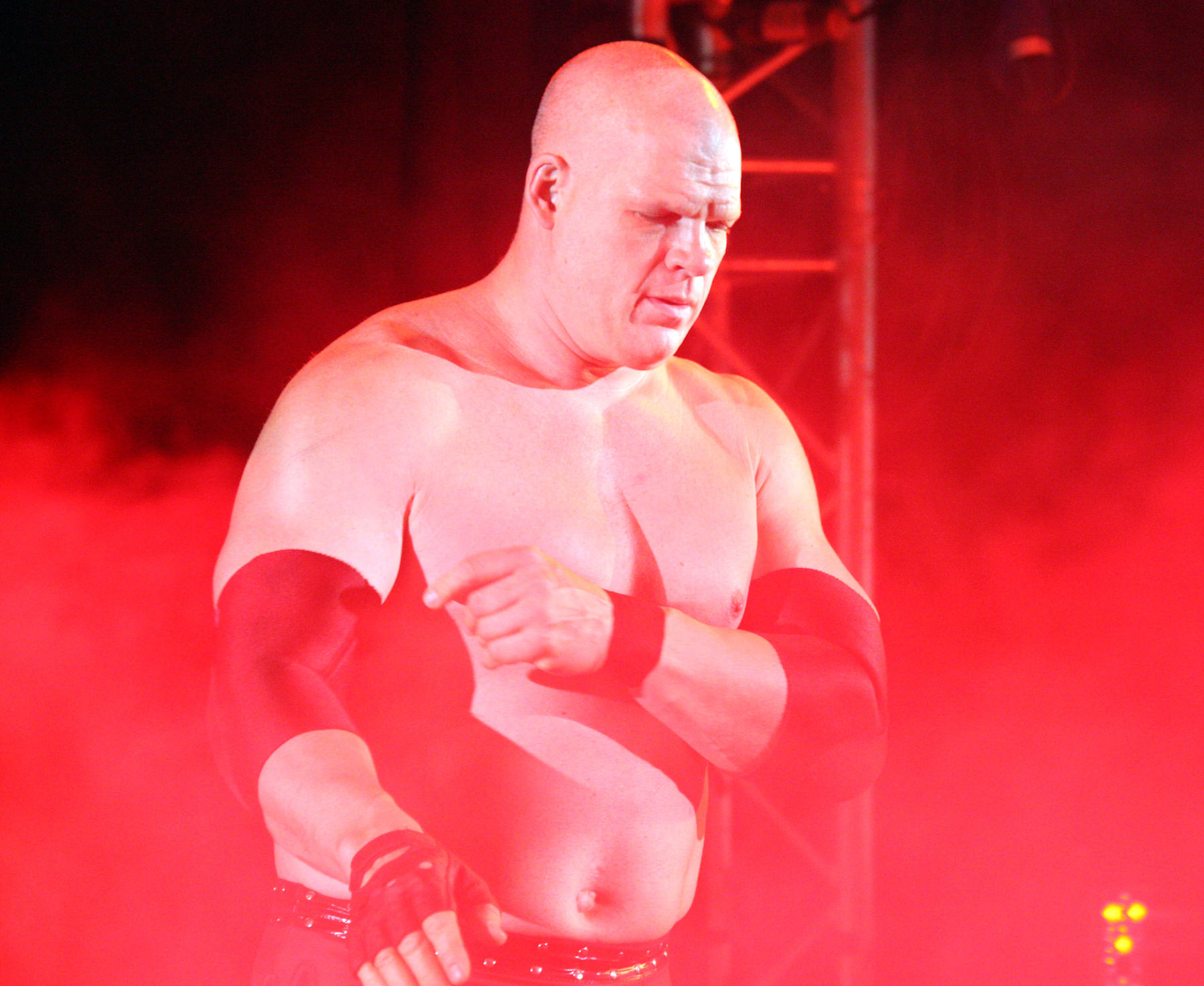 DURBAN, SOUTH AFRICA - JULY 08: The Big Red Monster Kane during the WWE Smackdown Live Tour at Westridge Park Tennis Stadium on July 08, 2011 in Durban, South Africa. (Photo by Steve Haag/Gallo Images/Getty Images)