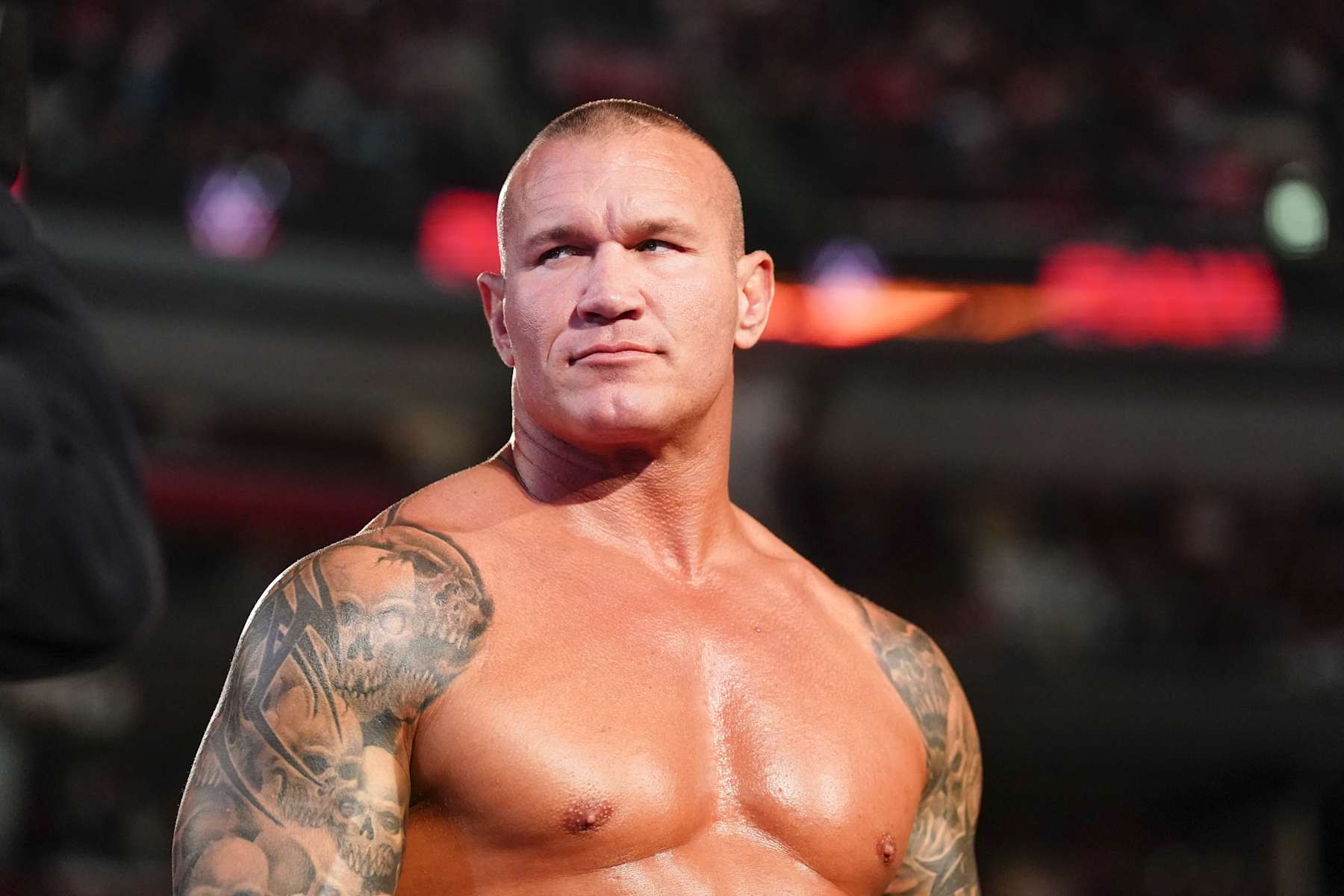 SUNRISE, FLORIDA - AUGUST 19: Randy Orton looks on during Monday Night RAW at Amerant Bank Arena on August 19, 2024 in Sunrise, Florida. (Photo by WWE/Getty Images)