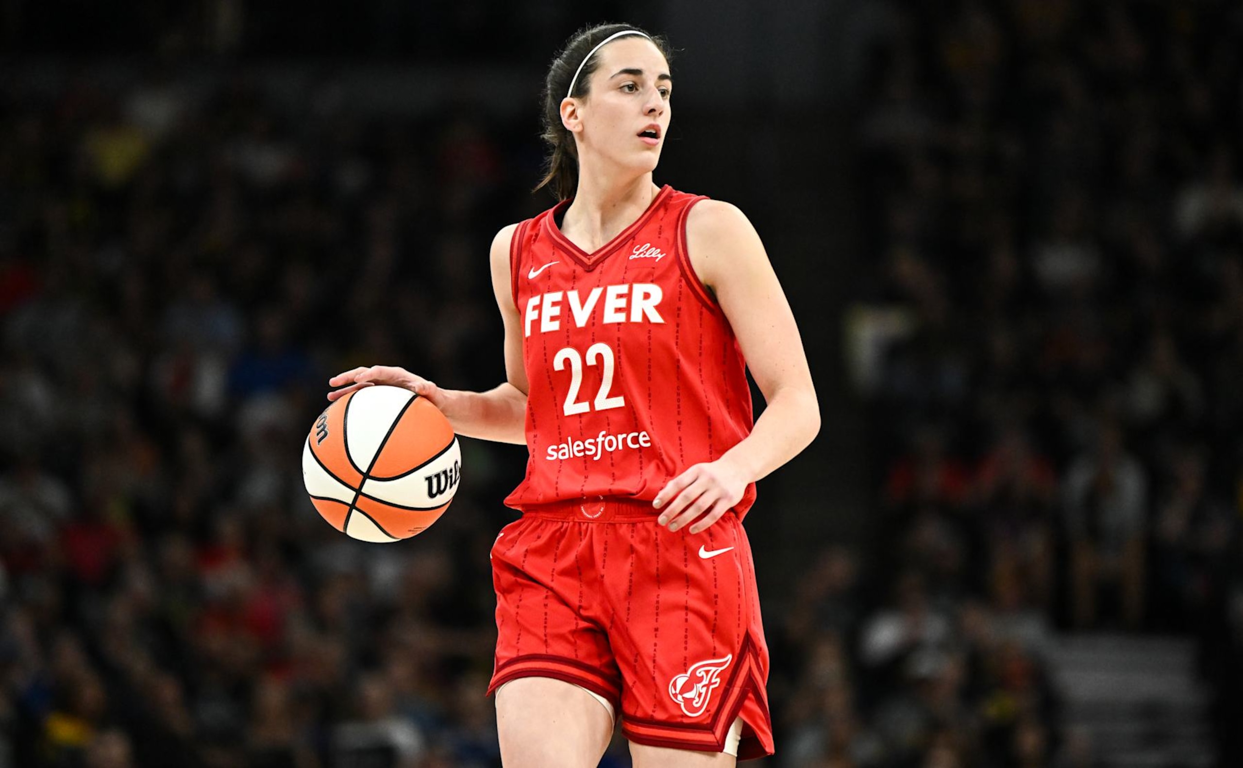 MINNEAPOLIS, MINNESOTA - AUGUST 24: Caitlin Clark #22 of the Indiana Fever dribbles the ball in the first quarter of the game against the Minnesota Lynx at Target Center on August 24, 2024 in Minneapolis, Minnesota. NOTE TO USER: User expressly acknowledges and agrees that, by downloading and or using this photograph, User is consenting to the terms and conditions of the Getty Images License Agreement. (Photo by Stephen Maturen/Getty Images) MINNEAPOLIS, MINNESOTA - AUGUST 24: Caitlin Clark #22 of the Indiana Fever dribbles the ball in the first quarter of the game against the Minnesota Lynx at Target Center on August 24, 2024 in Minneapolis, Minnesota. NOTE TO USER: User expressly acknowledges and agrees that, by downloading and or using this photograph, User is consenting to the terms and conditions of the Getty Images License Agreement. (Photo by Stephen Maturen/Getty Images)