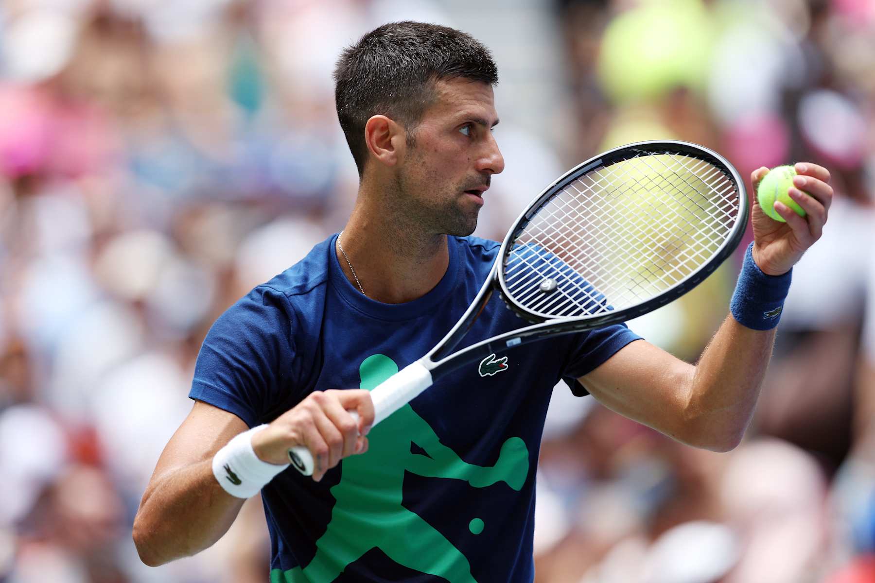 NEW YORK, NEW YORK - AUGUST 24: Novak Djokovic of Serbia practices ahead of the US Open at USTA Billie Jean King National Tennis Center on August 24, 2024 in New York City. (Photo by Jamie Squire/Getty Images)