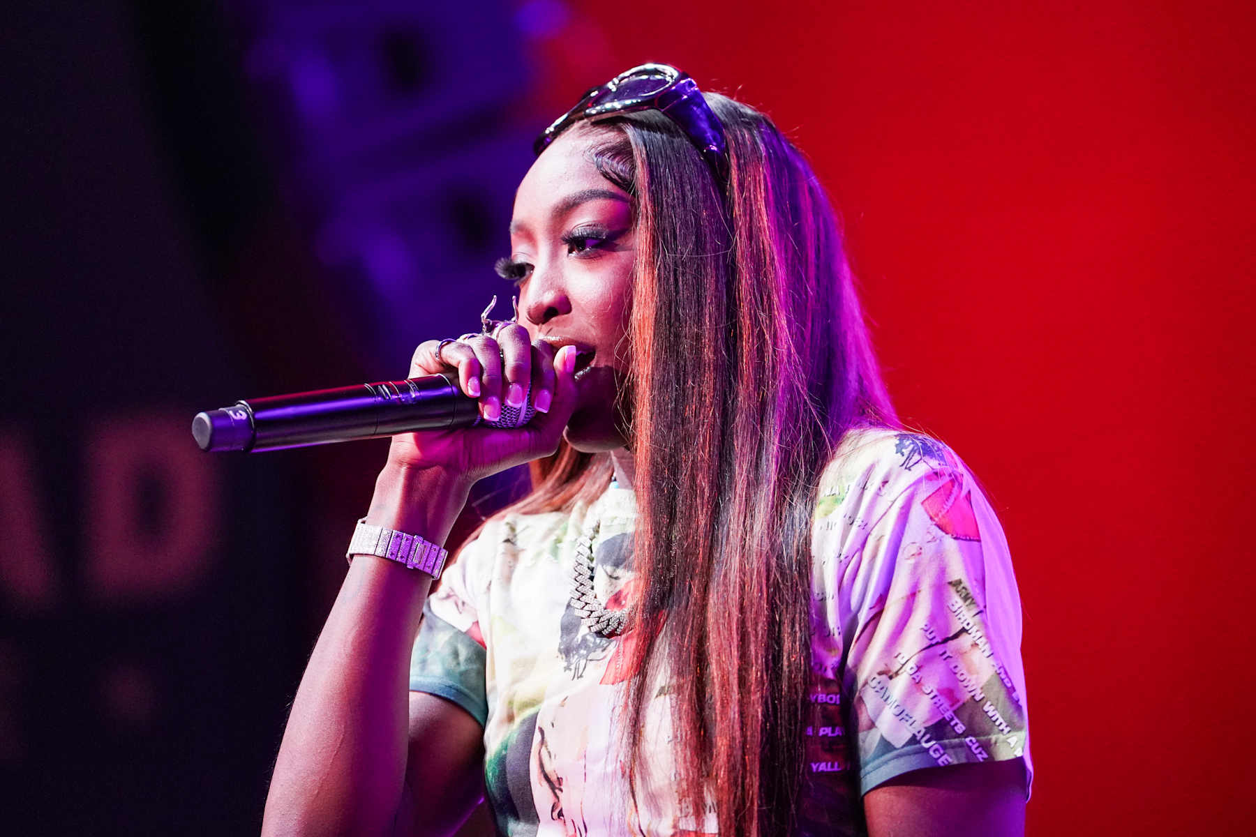 ATLANTA, GEORGIA - AUGUST 22: Flau'jae Johnson performs onstage during Nightcap Summer Sessions at Buckhead Theatre on August 22, 2024 in Atlanta, Georgia. (Photo by Julia Beverly/Getty Images)