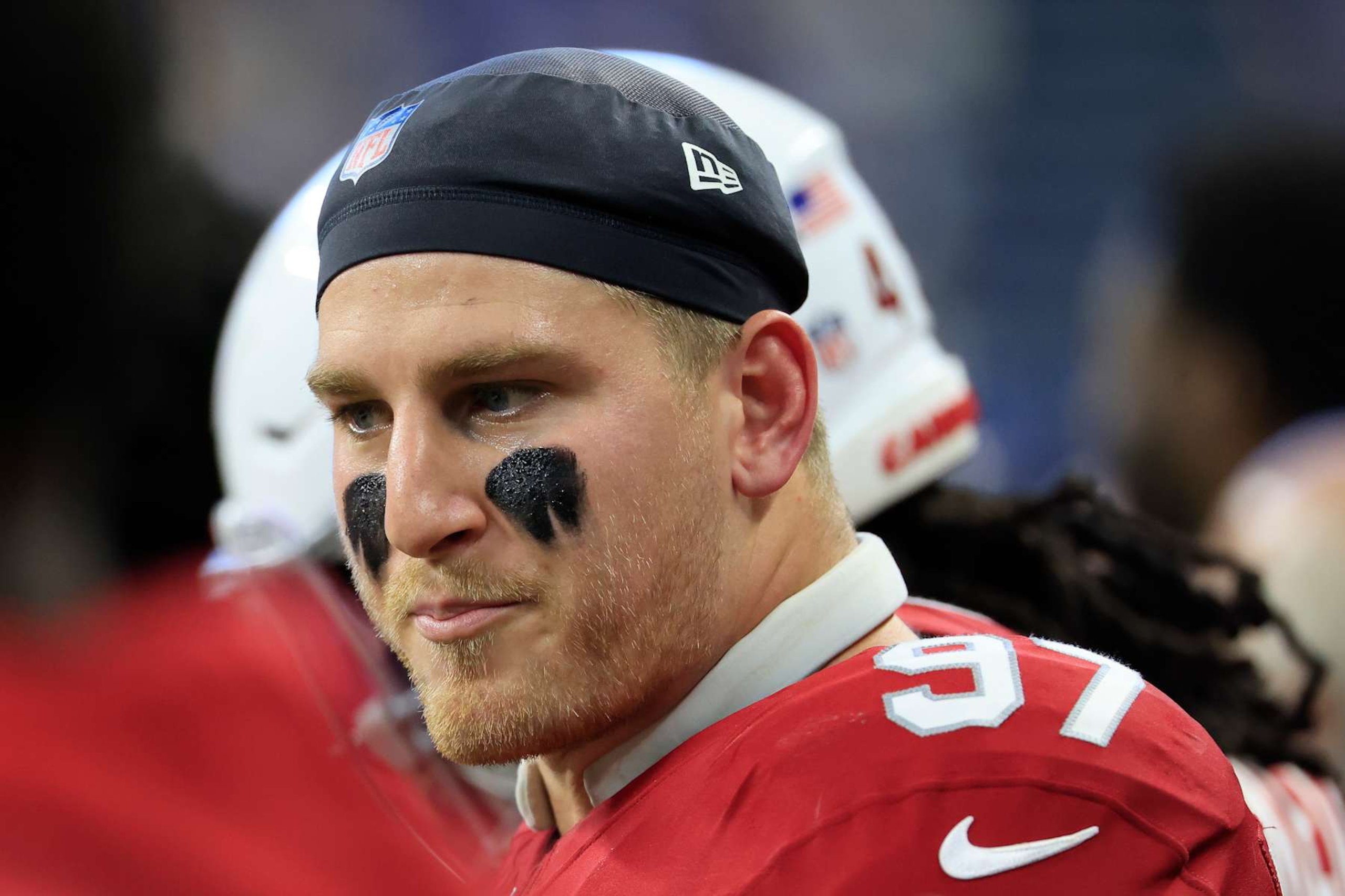 INDIANAPOLIS, INDIANA - AUGUST 17: Cameron Thomas #97 of the Arizona Cardinals looks on in the game against the Indianapolis Colts at Lucas Oil Stadium on August 17, 2024 in Indianapolis, Indiana. (Photo by Justin Casterline/Getty Images)